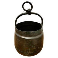 Antique Small Heavy Hand Forged Iron Bucket   This is a lovely small bucket