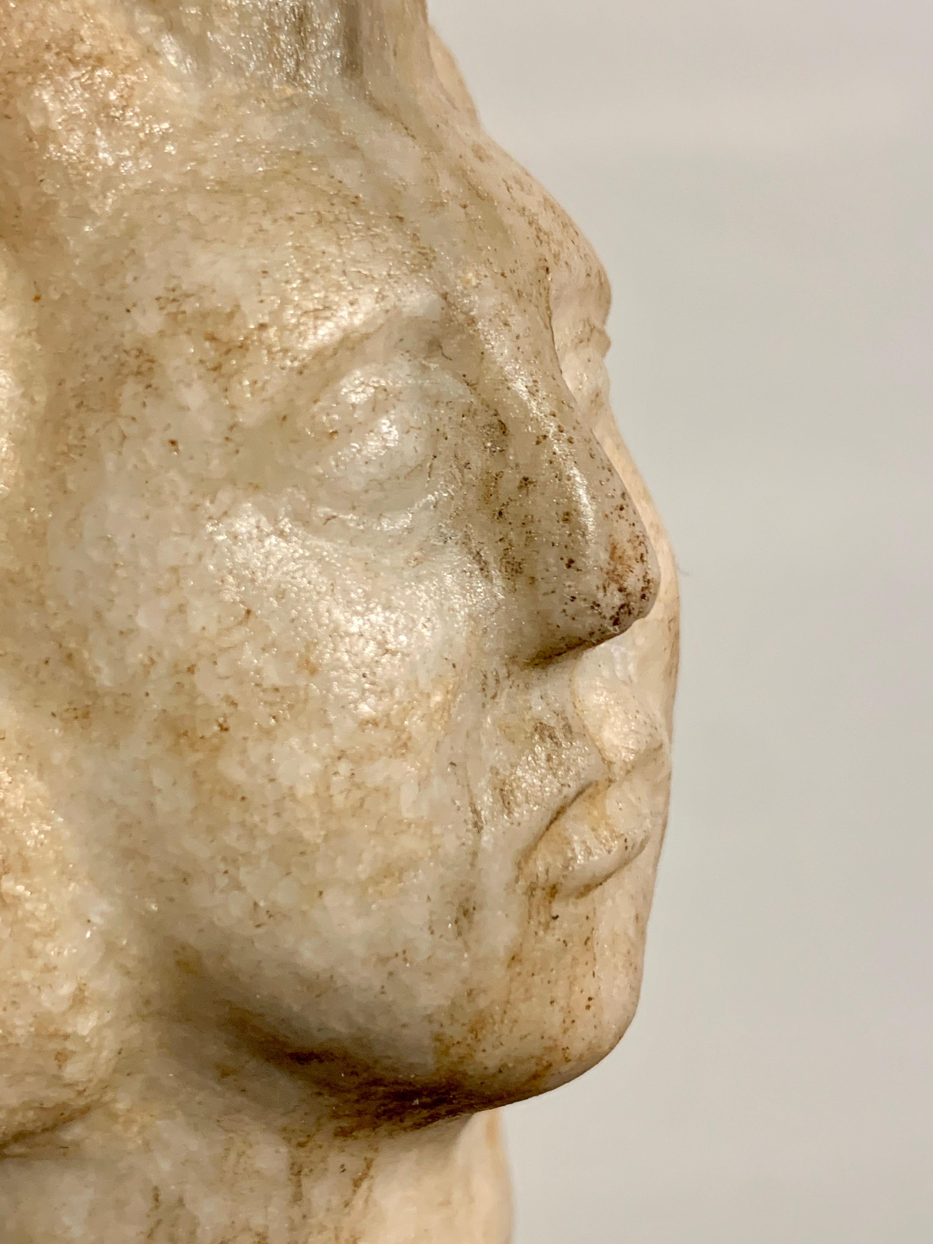 Small Hellenistic Parthian Marble Head of a Man, circa 2nd to 1st Century BC For Sale 6