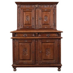 Small Henri II Cabinet with a Feather Quill Decor