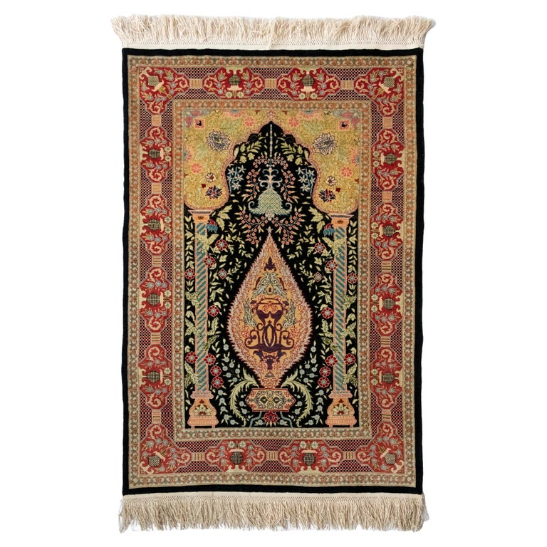 Small Hereke Pure Silk Turkish Rug For Sale at 1stDibs