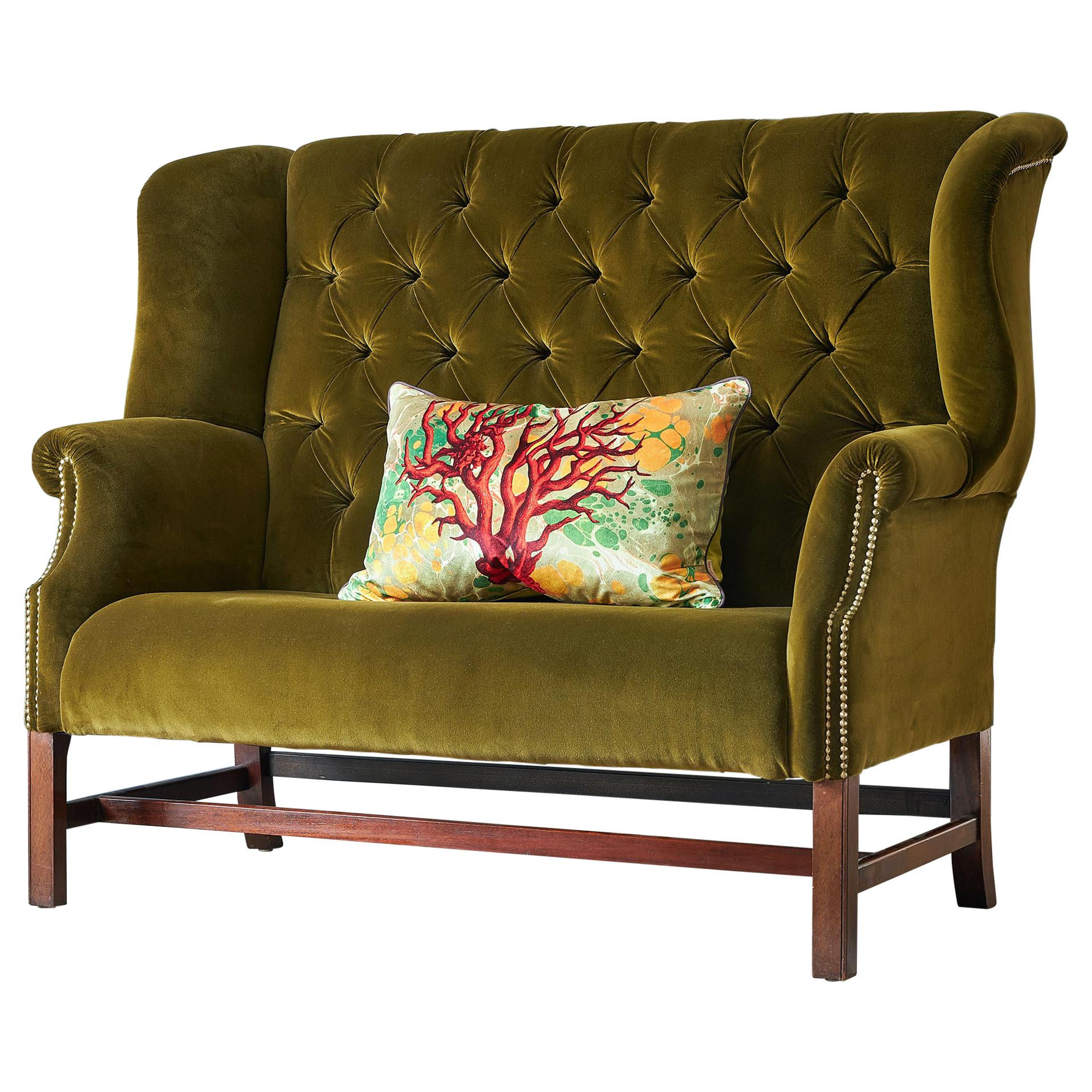 HighBacked Velvet Couch at 1stDibs