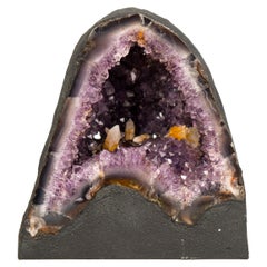 Small High-Grade Amethyst Geode (10 Lb) with UV Reactive Honey Calcite