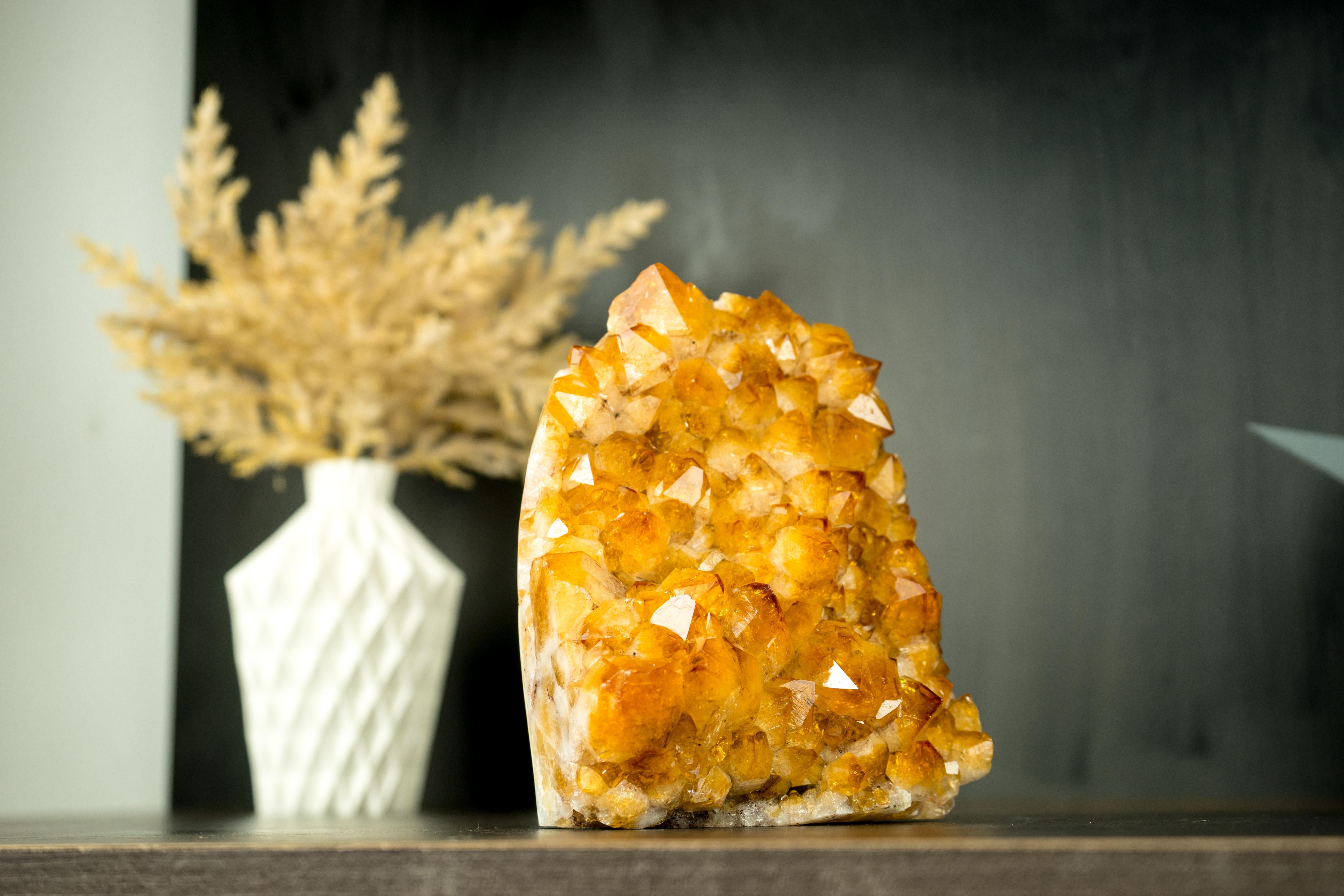 Small High-Grade Citrine Cluster with Golden Yellow Citrine Druzy For Sale 4