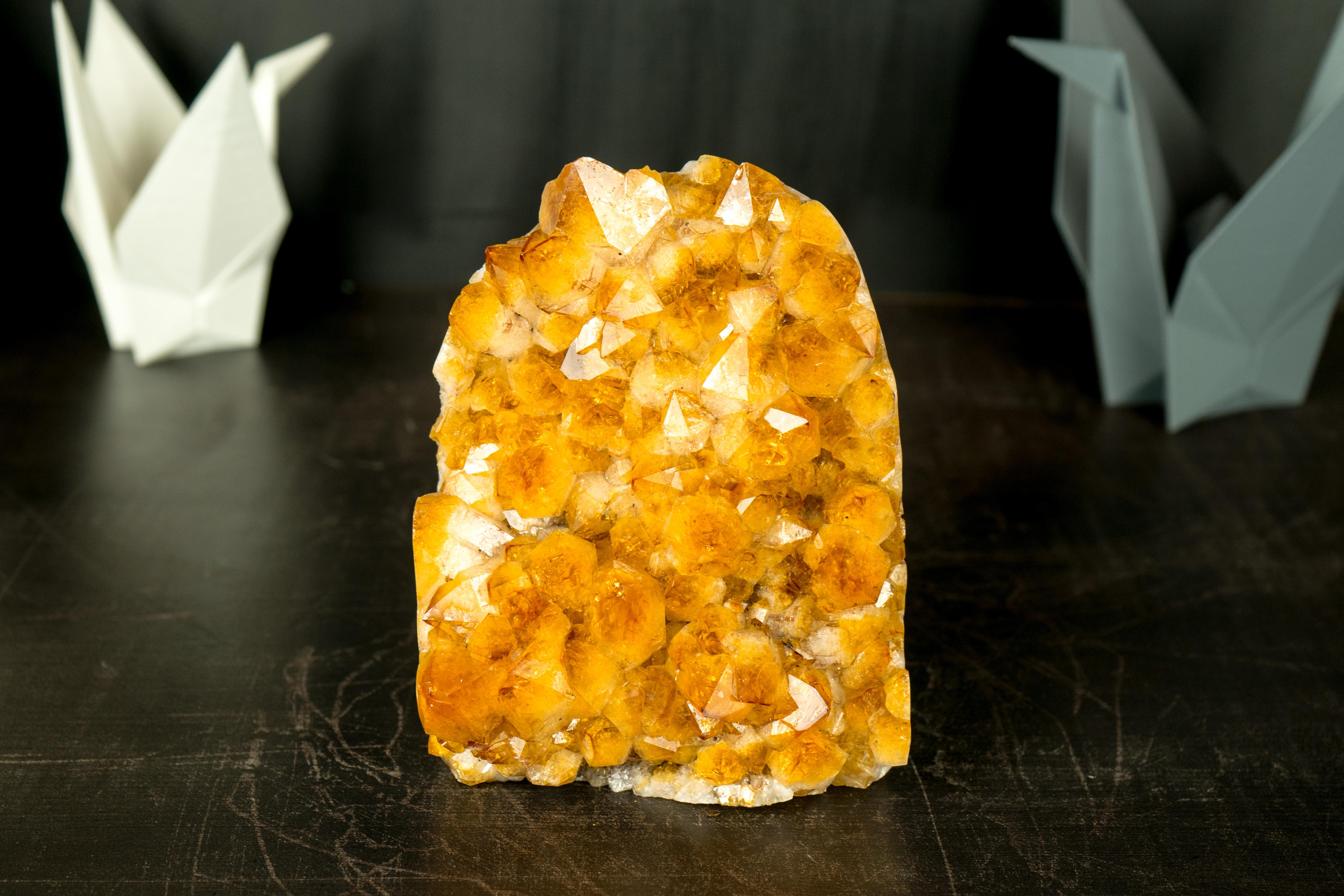 Brazilian Small High-Grade Citrine Cluster with Golden Yellow Citrine Druzy For Sale