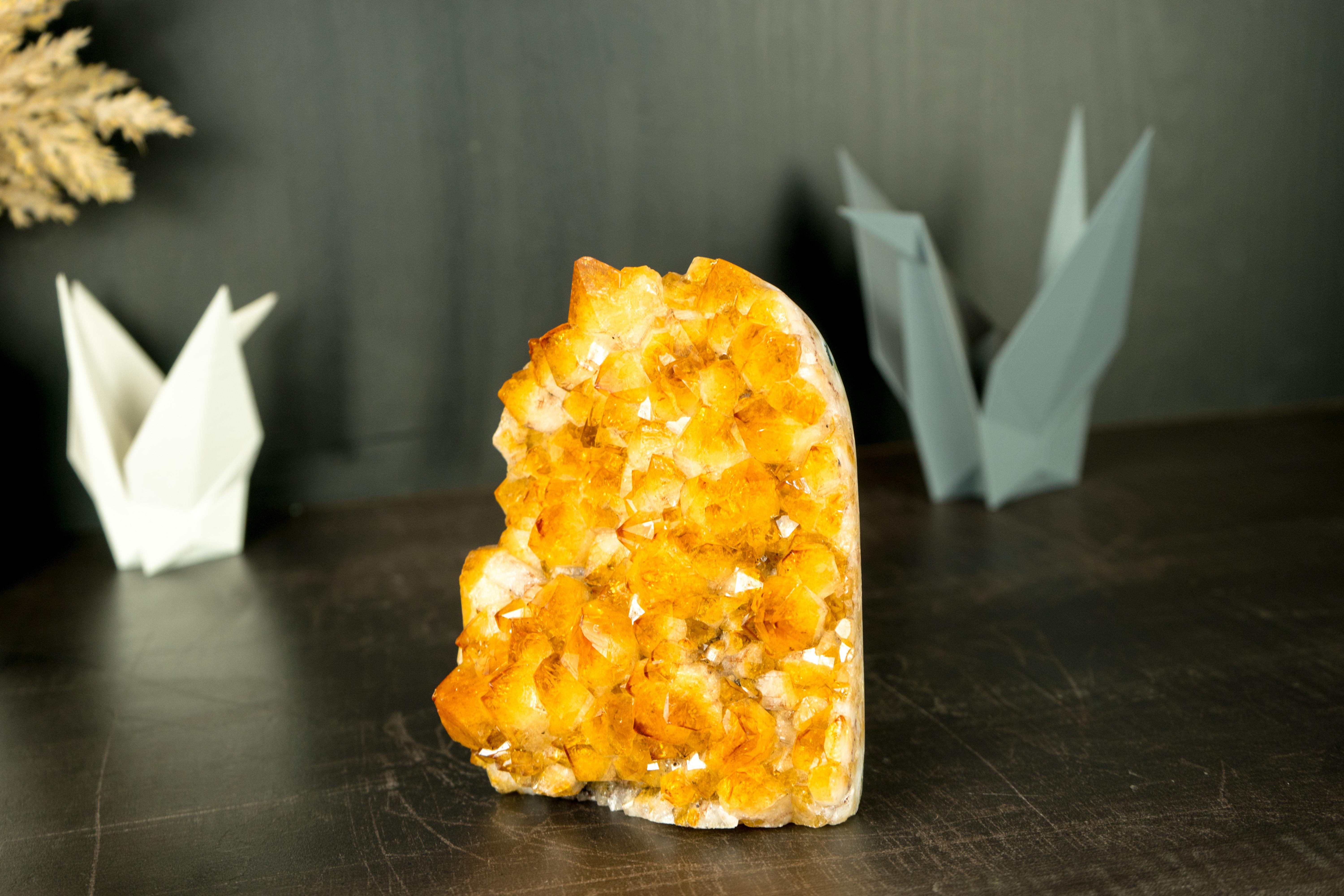 Agate Small High-Grade Citrine Cluster with Golden Yellow Citrine Druzy For Sale