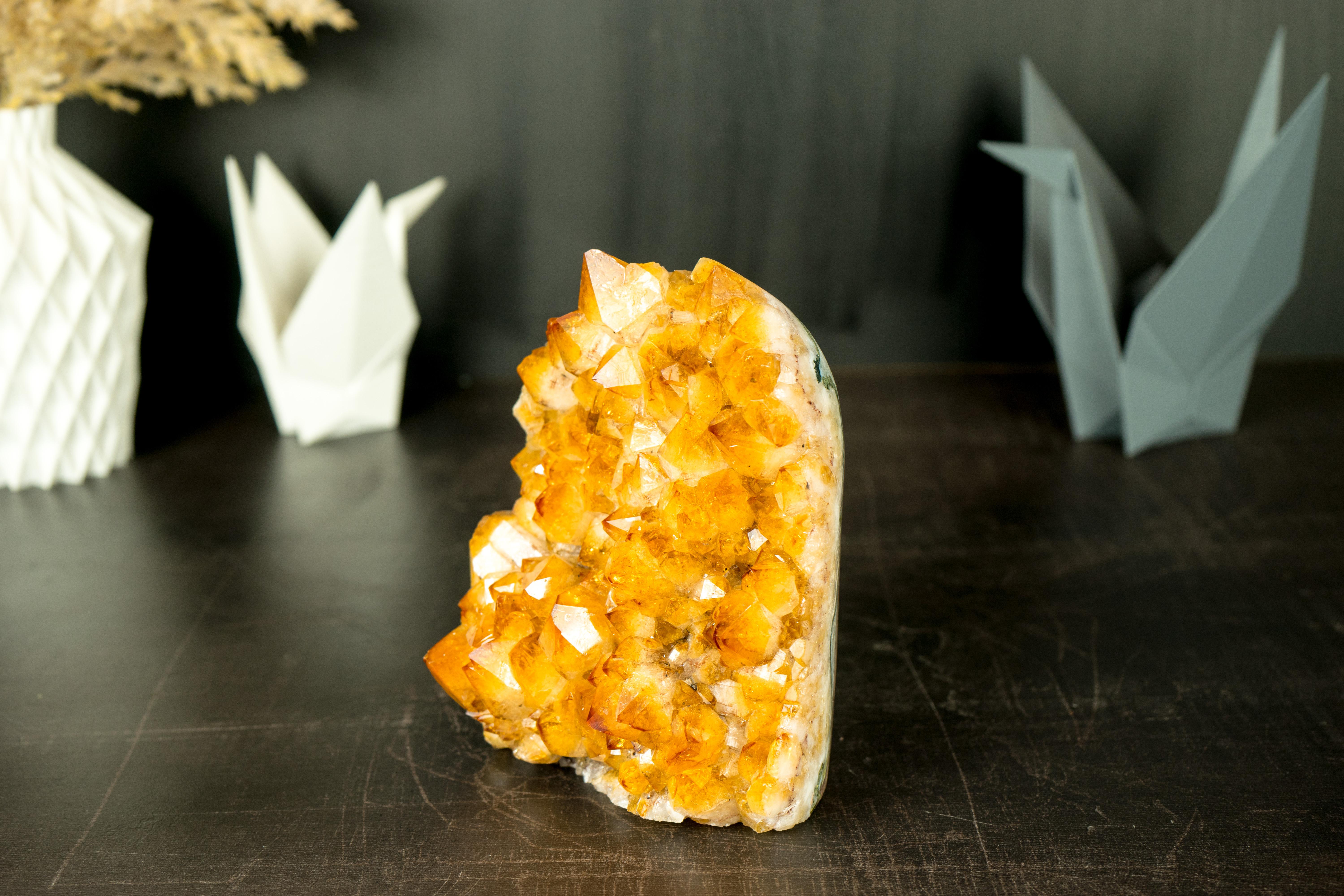 Small High-Grade Citrine Cluster with Golden Yellow Citrine Druzy For Sale 1