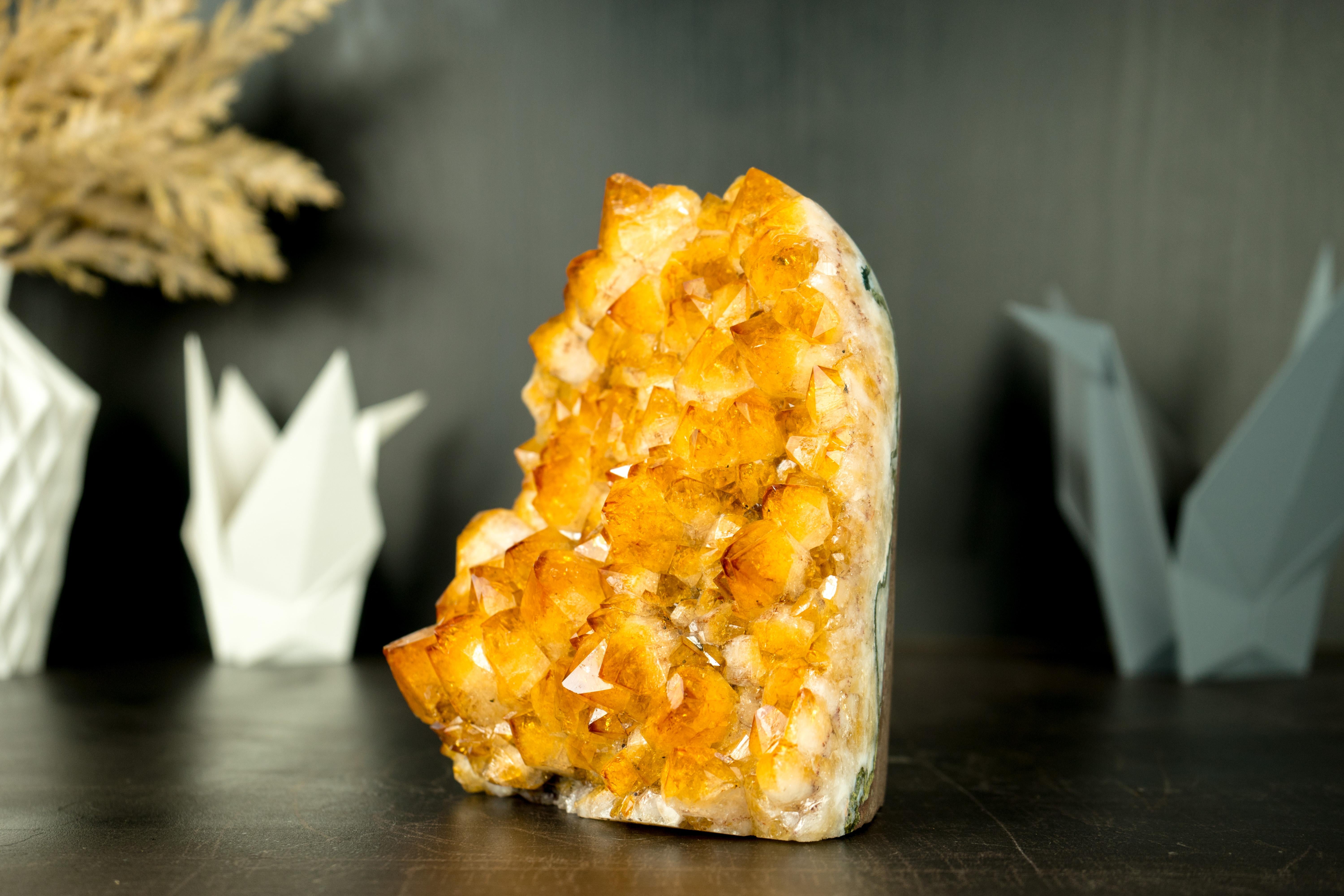 Small High-Grade Citrine Cluster with Golden Yellow Citrine Druzy For Sale 3