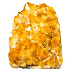 Hochgrauer Citrin-Cluster mit goldenem, gelbem Citrin- Druzy und goldenem Citrin