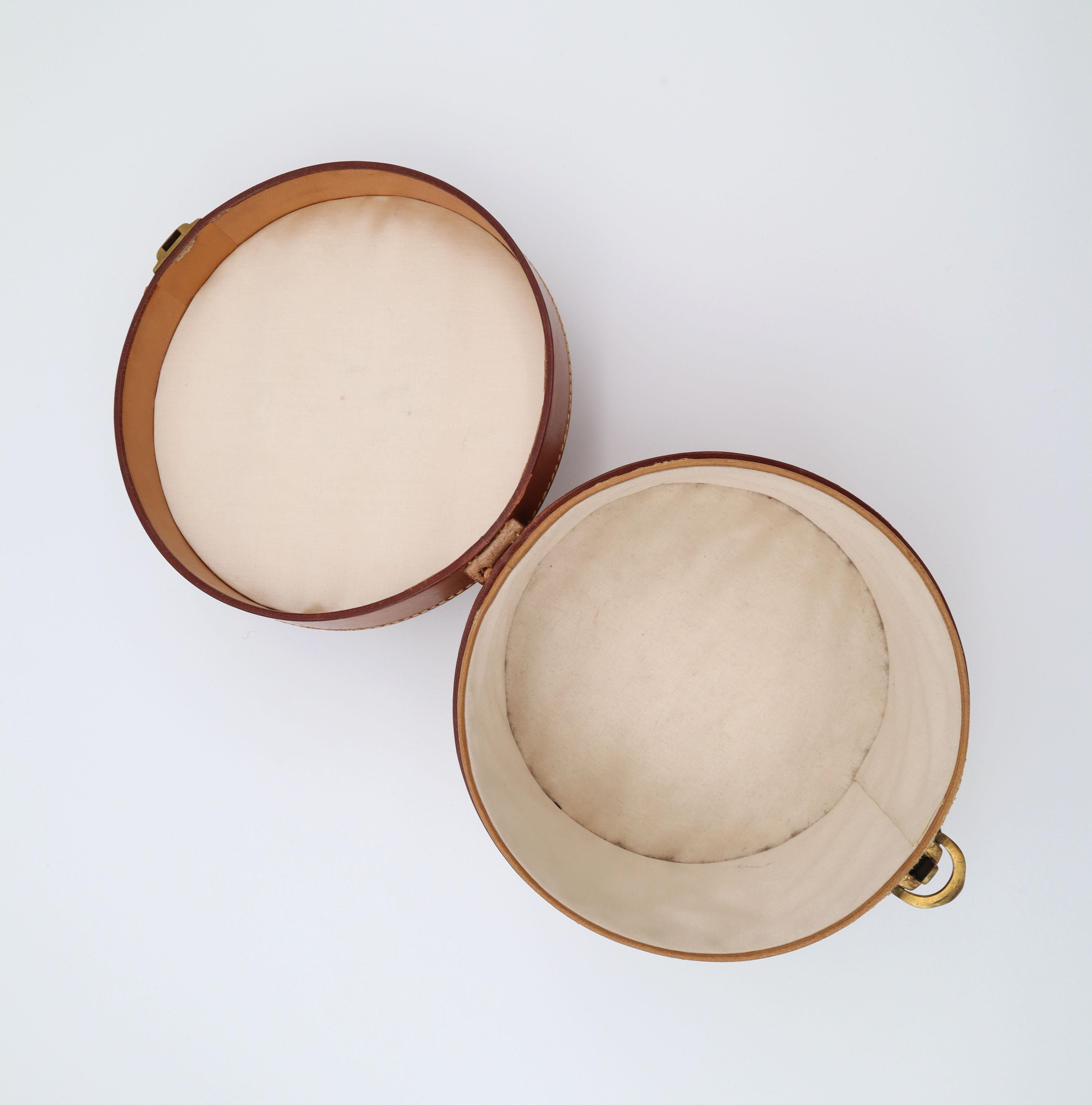 Hand-Crafted Small Hofmann Leather Hat or Silk-Scarf Box