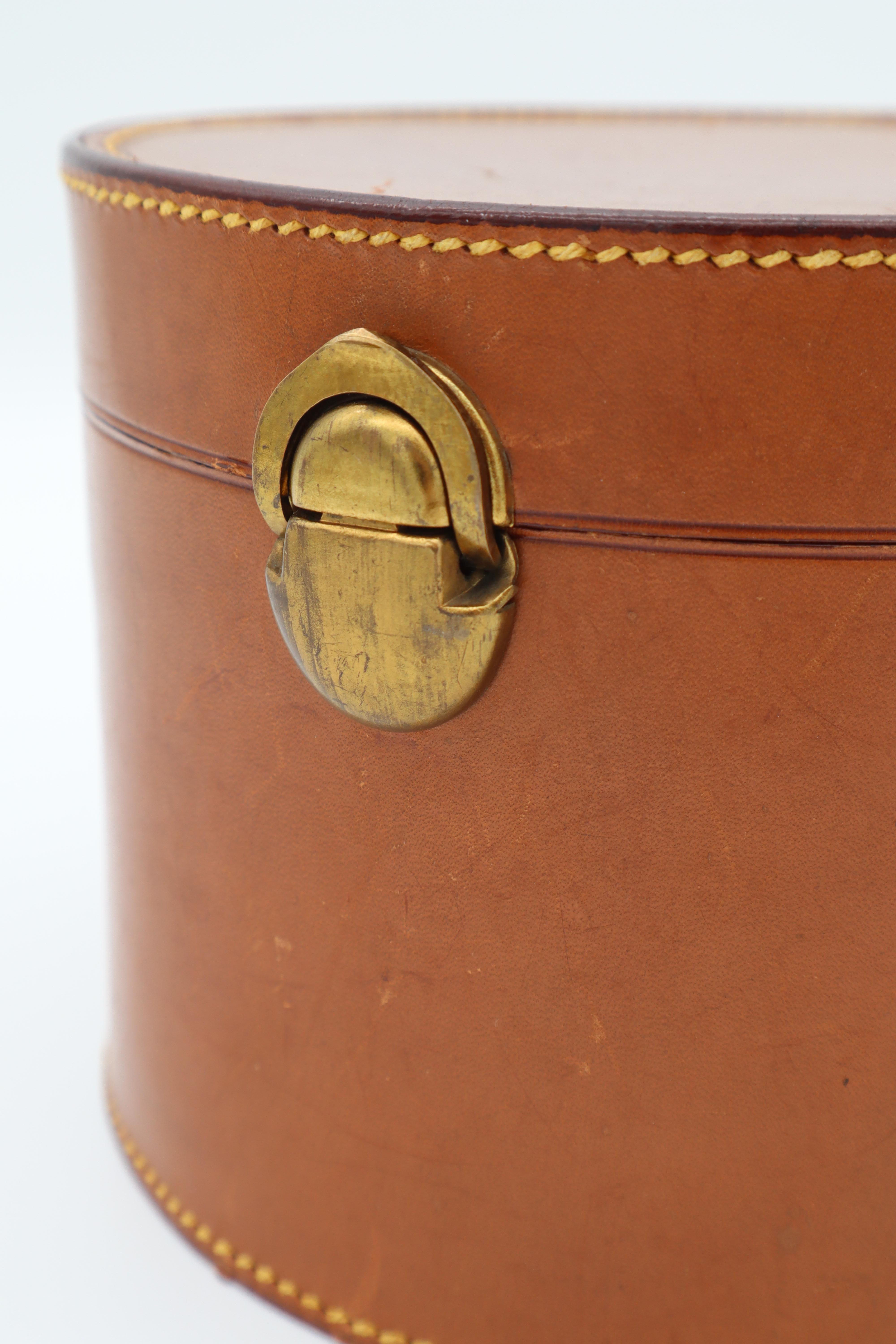 20th Century Small Hofmann Leather Hat or Silk-Scarf Box