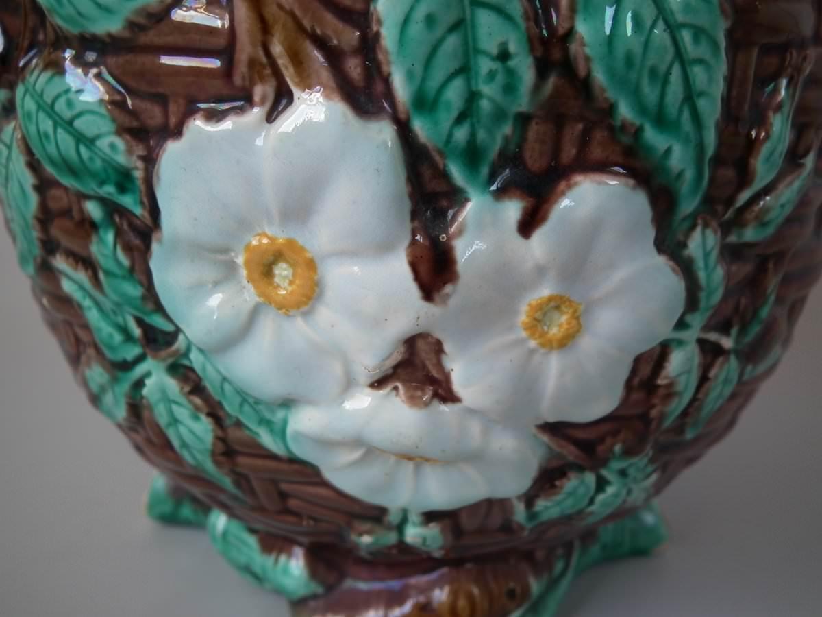 Small Holdcroft Majolica Floral Jardiniere 12