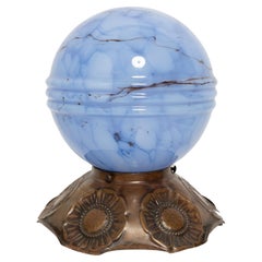 Small Hollywood Regency Ceiling Lamp, Light Blue Murano Glass, Italy, 1960s
