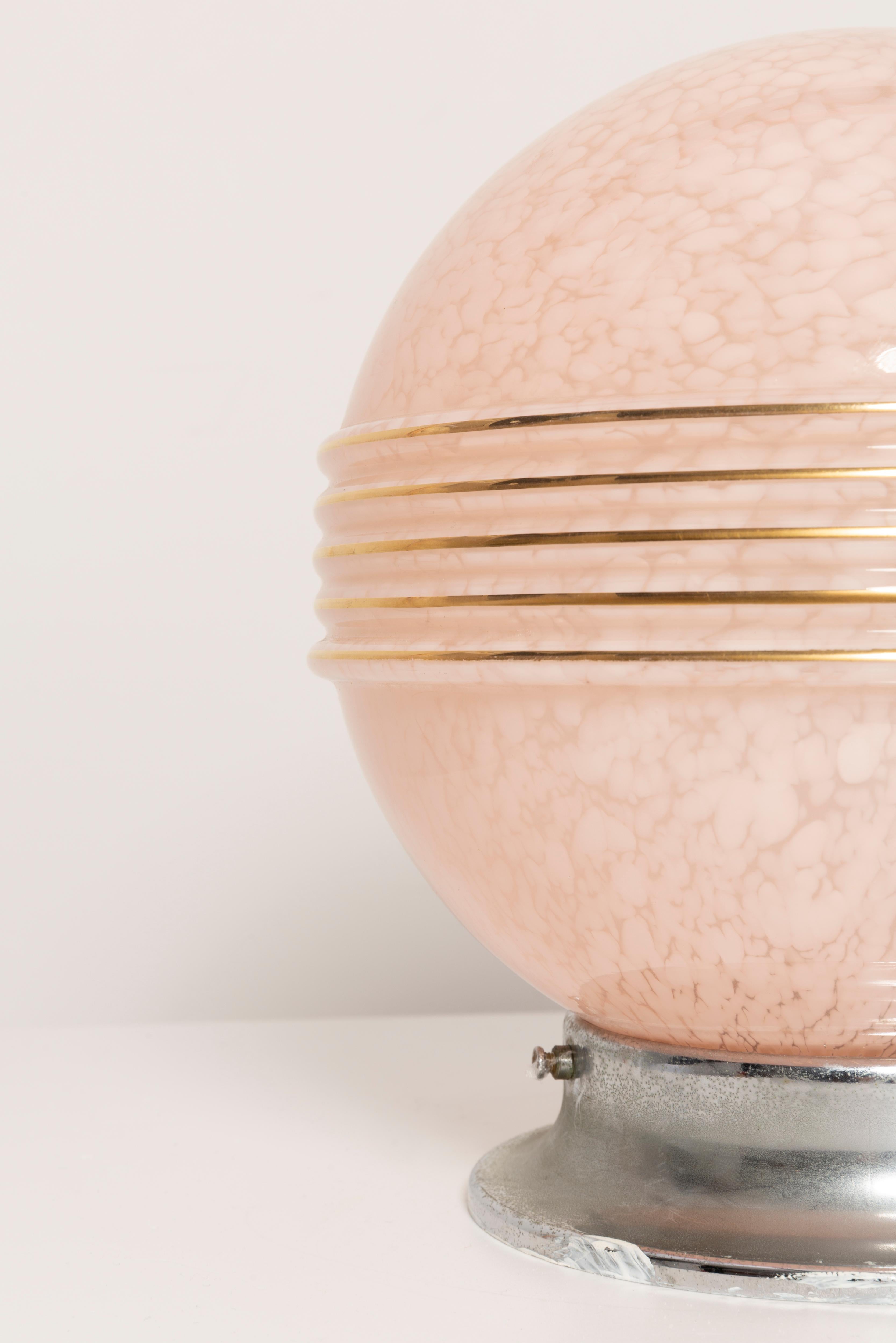 German Small Hollywood Regency Ceiling Lamp, Light Pink Murano Glass, Italy, 1960s