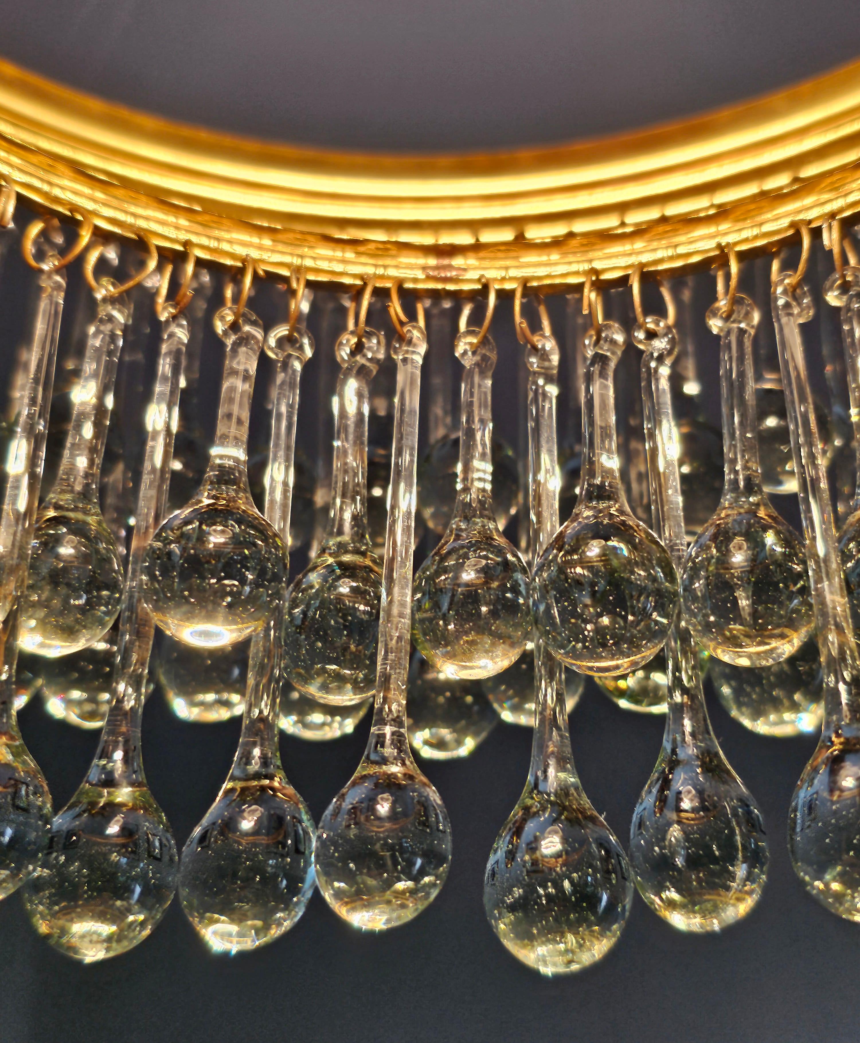 Small Hollywood Regency Chandelier with Mini Teardrop Crystals, Austria 1940s For Sale 3