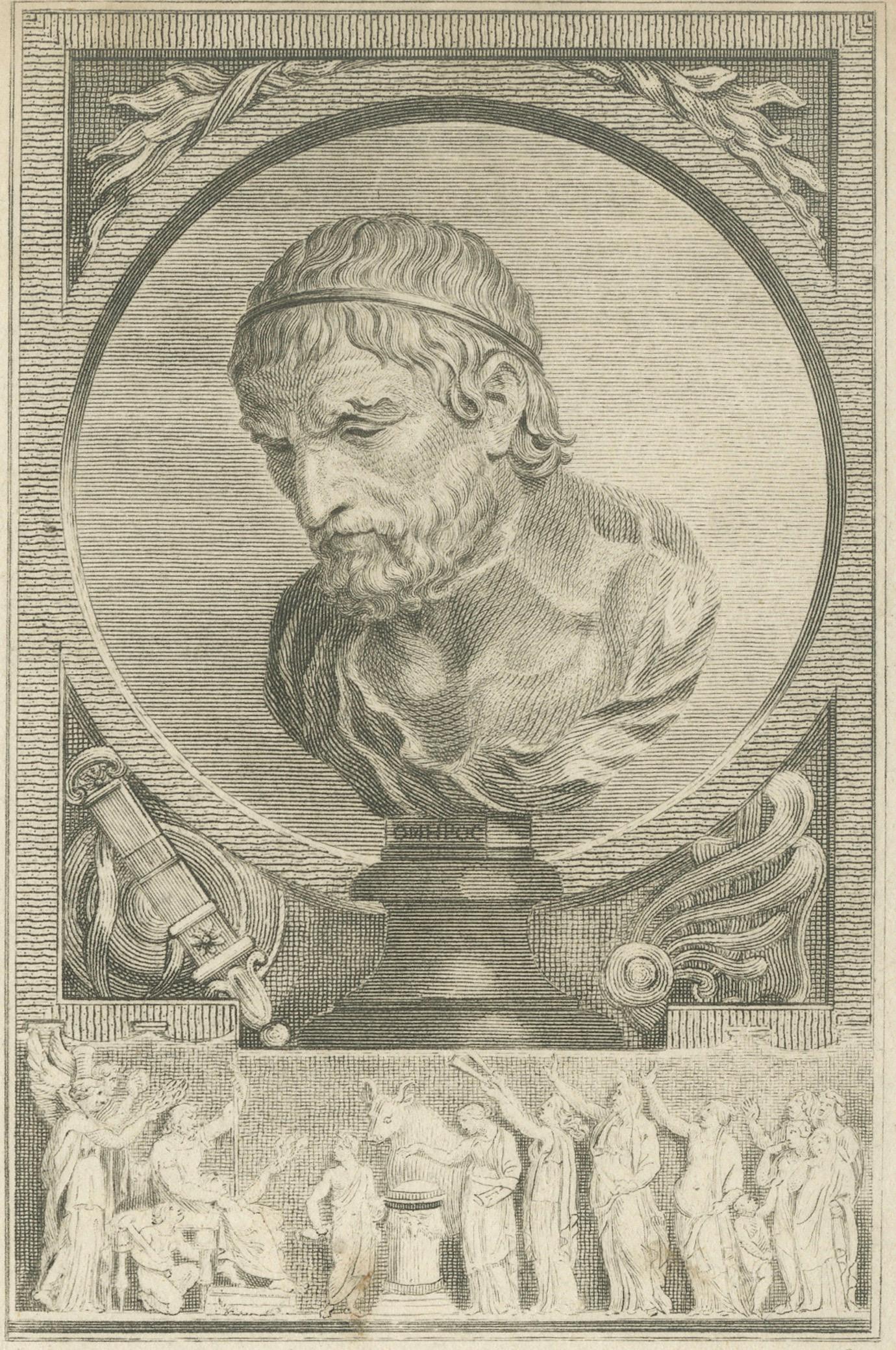 Small Homer Bust Portrait Engraving after Burney, Classical Print, 1794