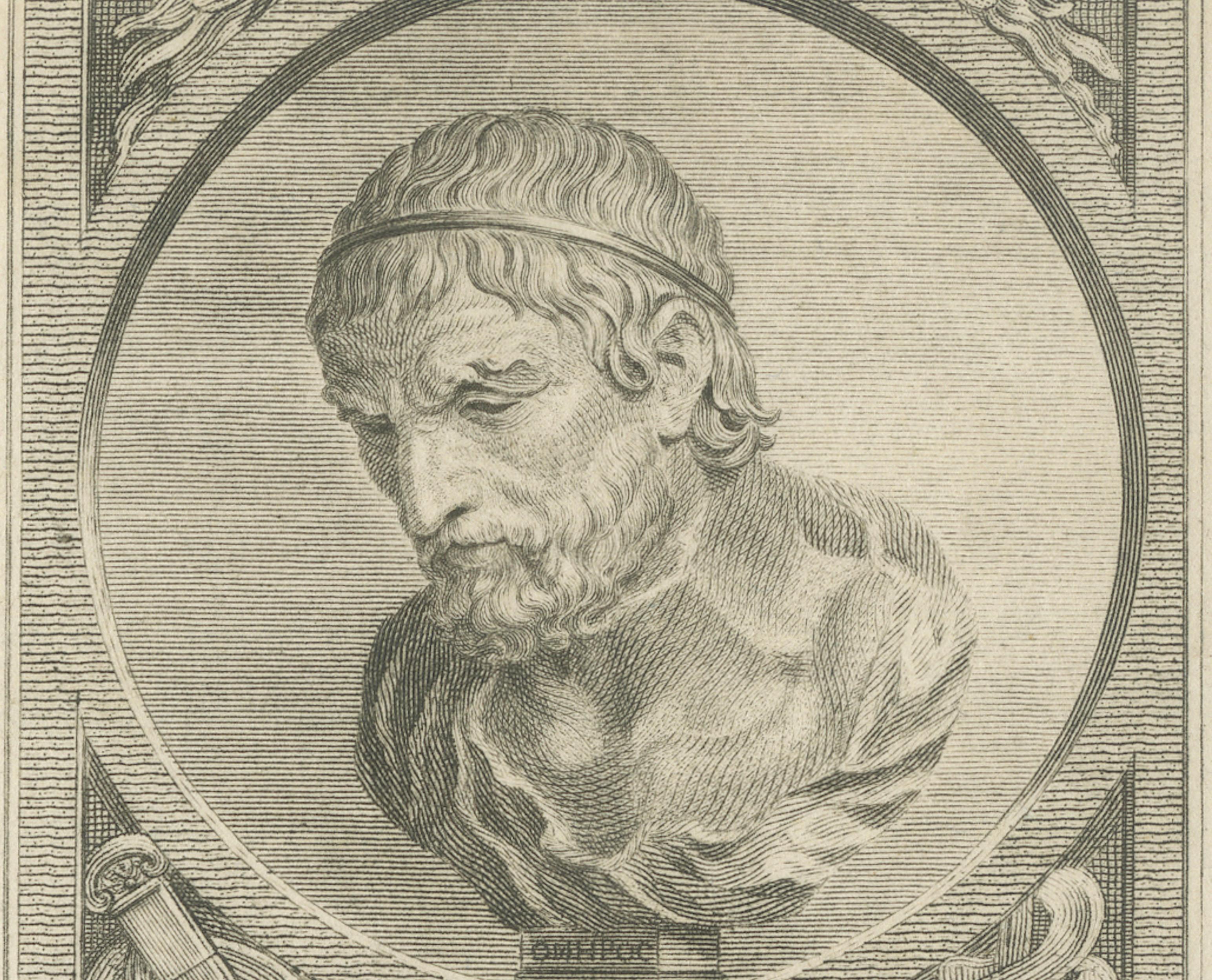 Small Homer Bust Portrait Engraving after Burney, Classical Print, 1794