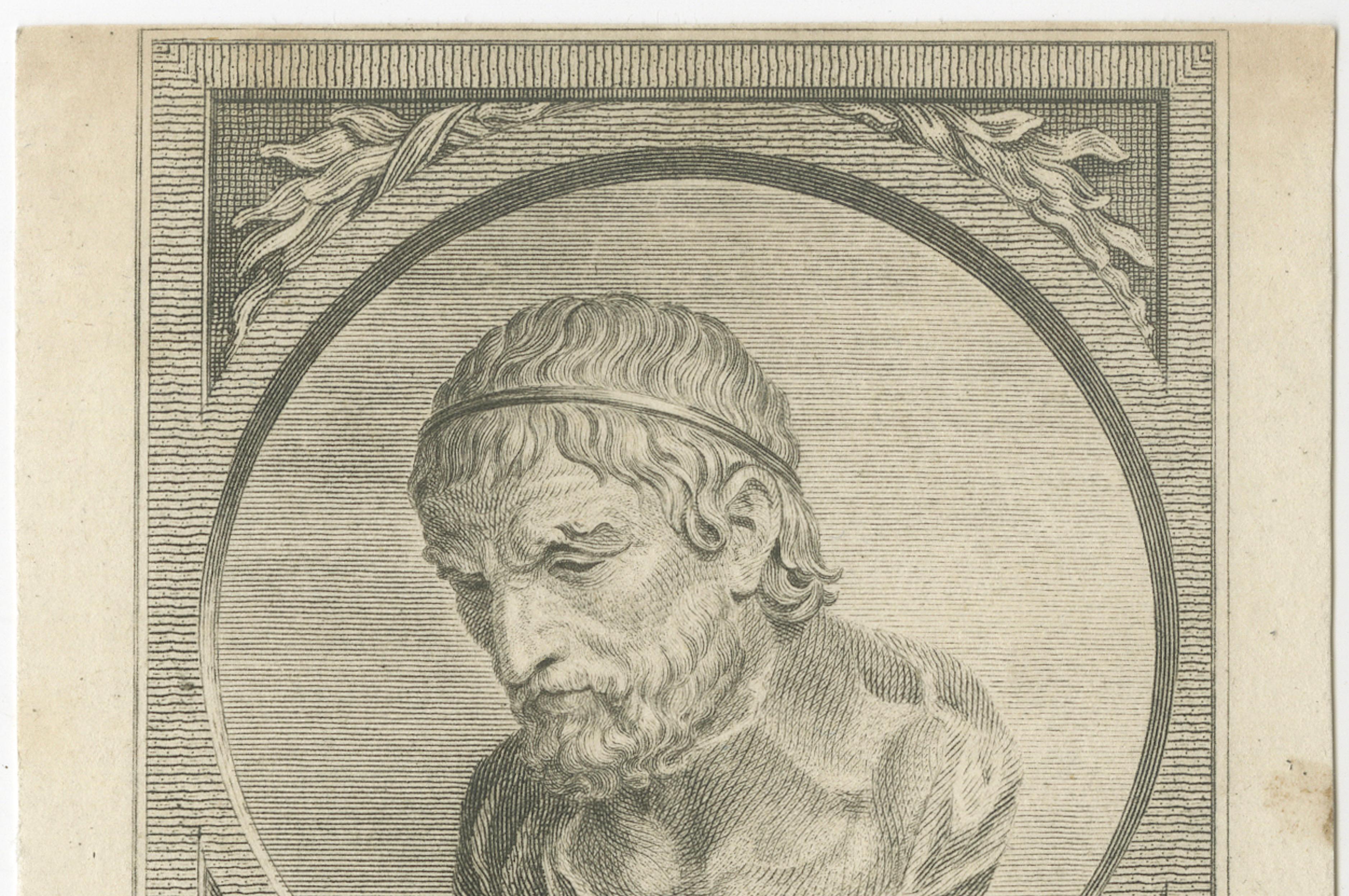 Small Homer Bust Portrait Engraving after Burney, Classical Print, 1794