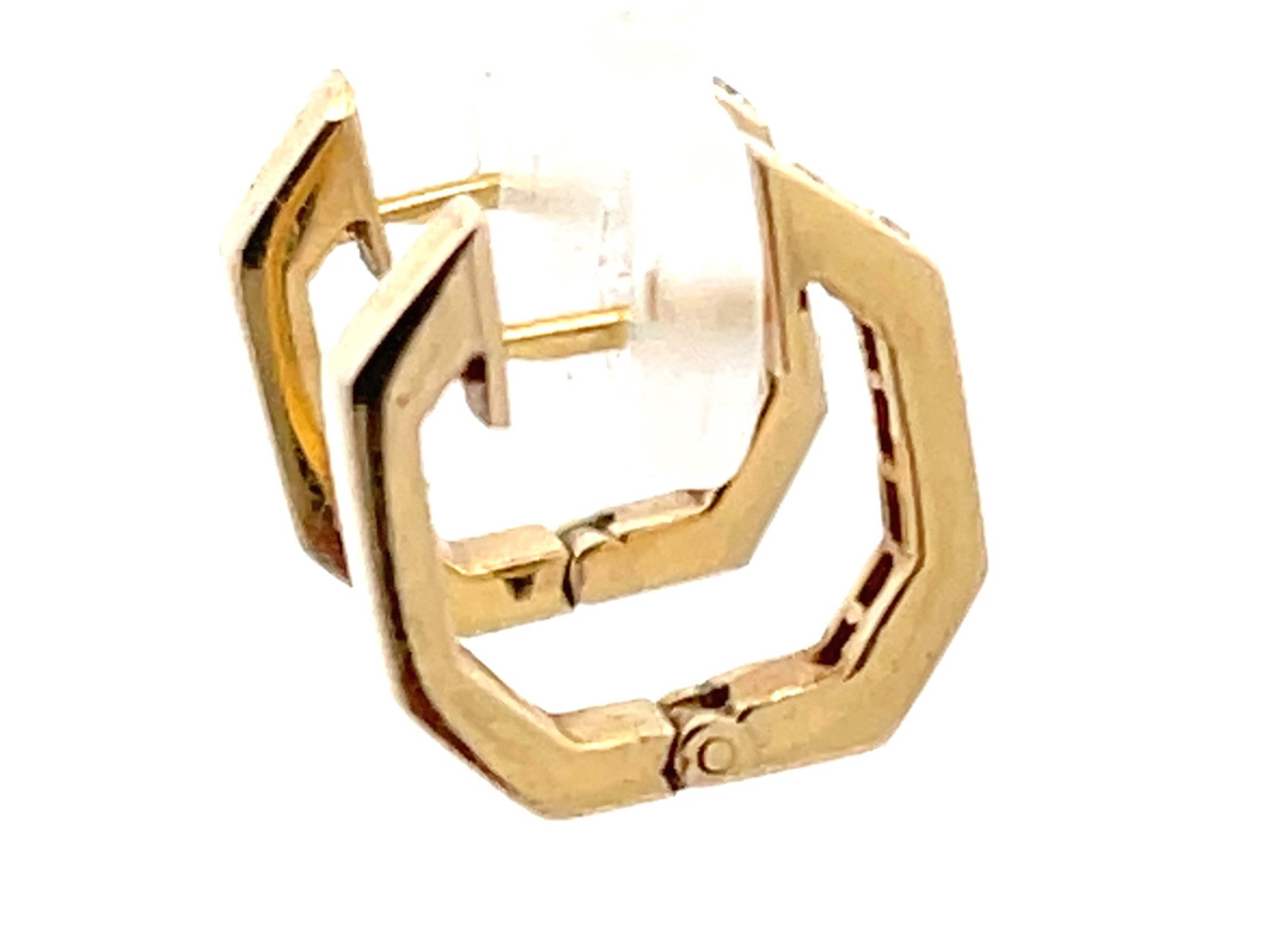 Women's Small Hoop Channel Set Diamond Earrings in 14k Yellow Gold For Sale