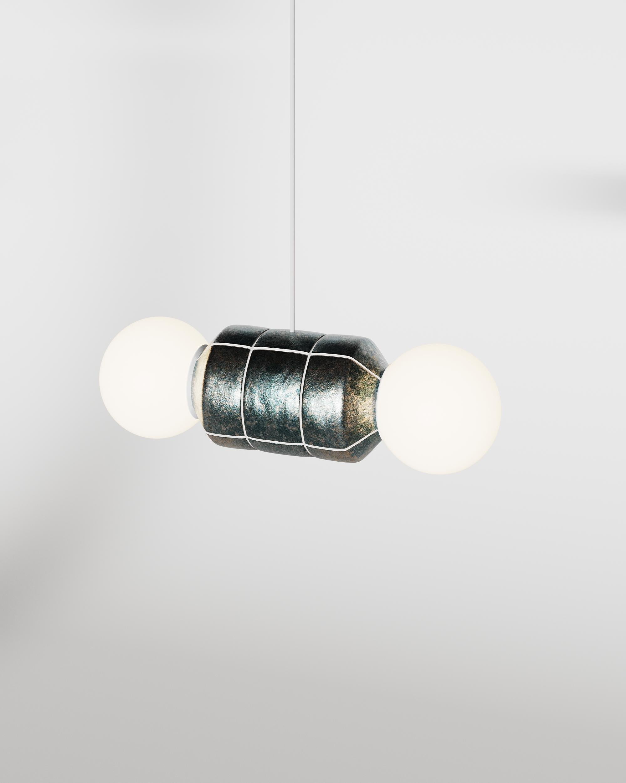 Ukrainian Pendant organic modern ceramic Lamp mid-century brutalist wabi sabi lighting For Sale