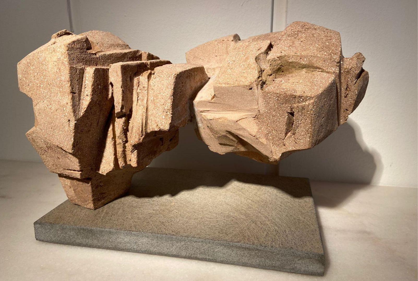 Horizontal terracota sculpture on a gray marble base 
Signed by the artist 
Spain circa 1970