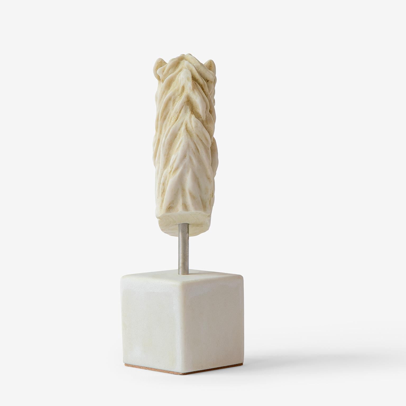 Classical Greek Small Horse Head Bust Statue Made with Compressed Marble Powder For Sale