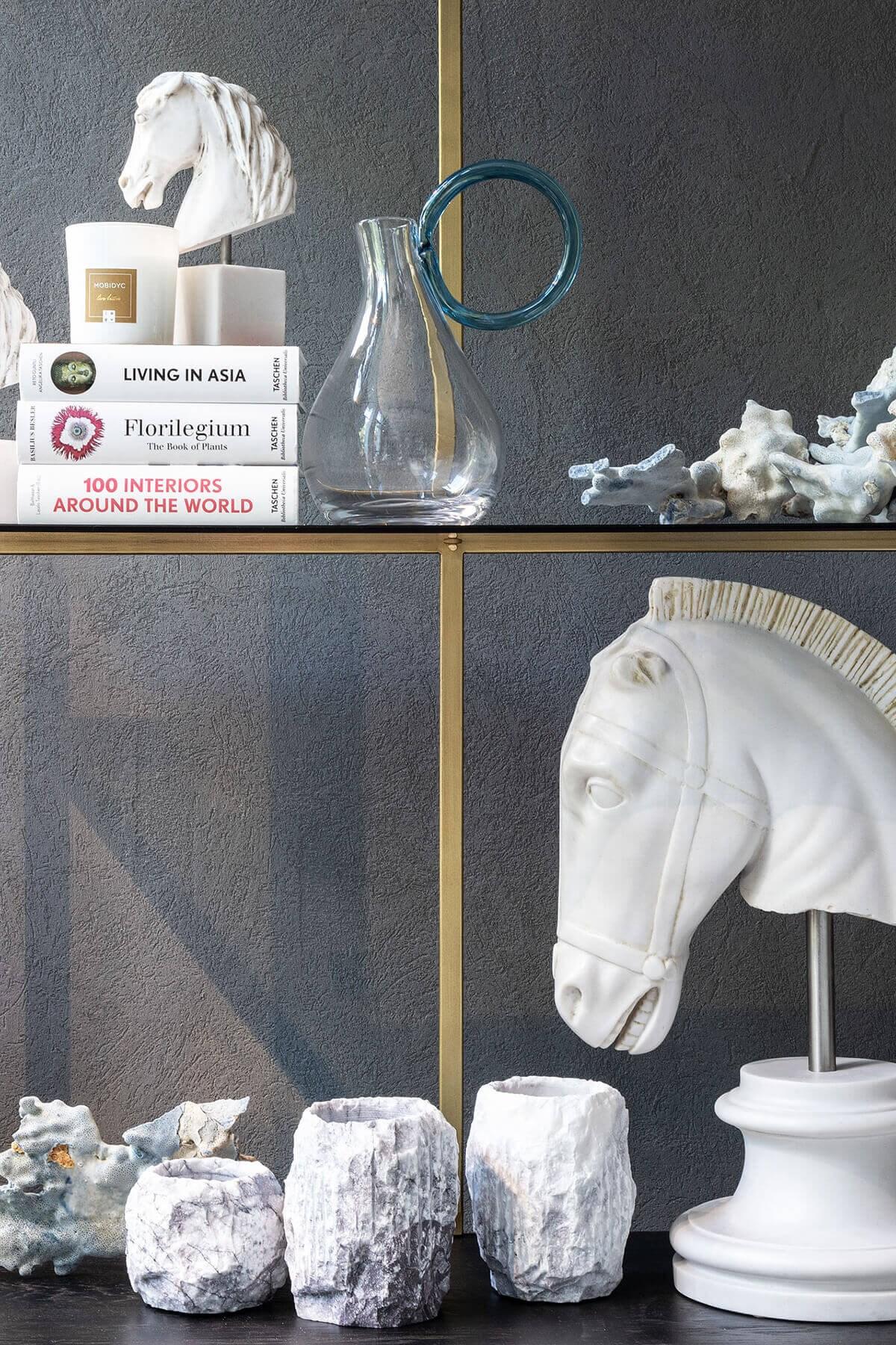 Statuary Marble Small Horse Head Bust Statue Made with Compressed Marble Powder For Sale