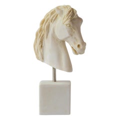 Small Horse Head Bust Statue Made with Compressed Marble Powder