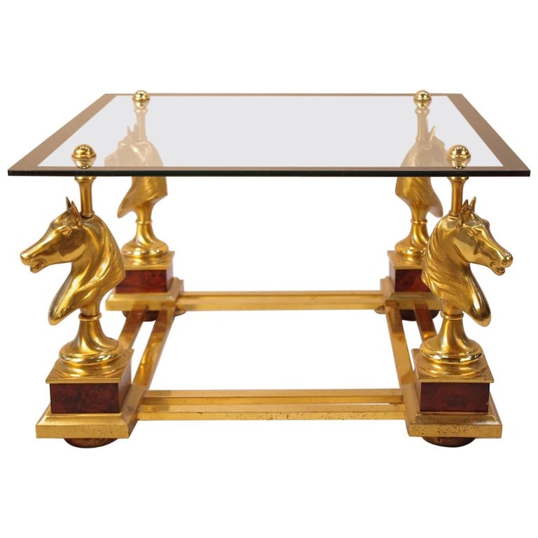 Maison Charles, Small horse coffee table in gilt bronze, 1970’s at 1stDibs