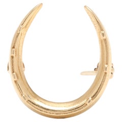Small Horseshoe Brooch, 14k Yellow Gold, Length 16.5 mm