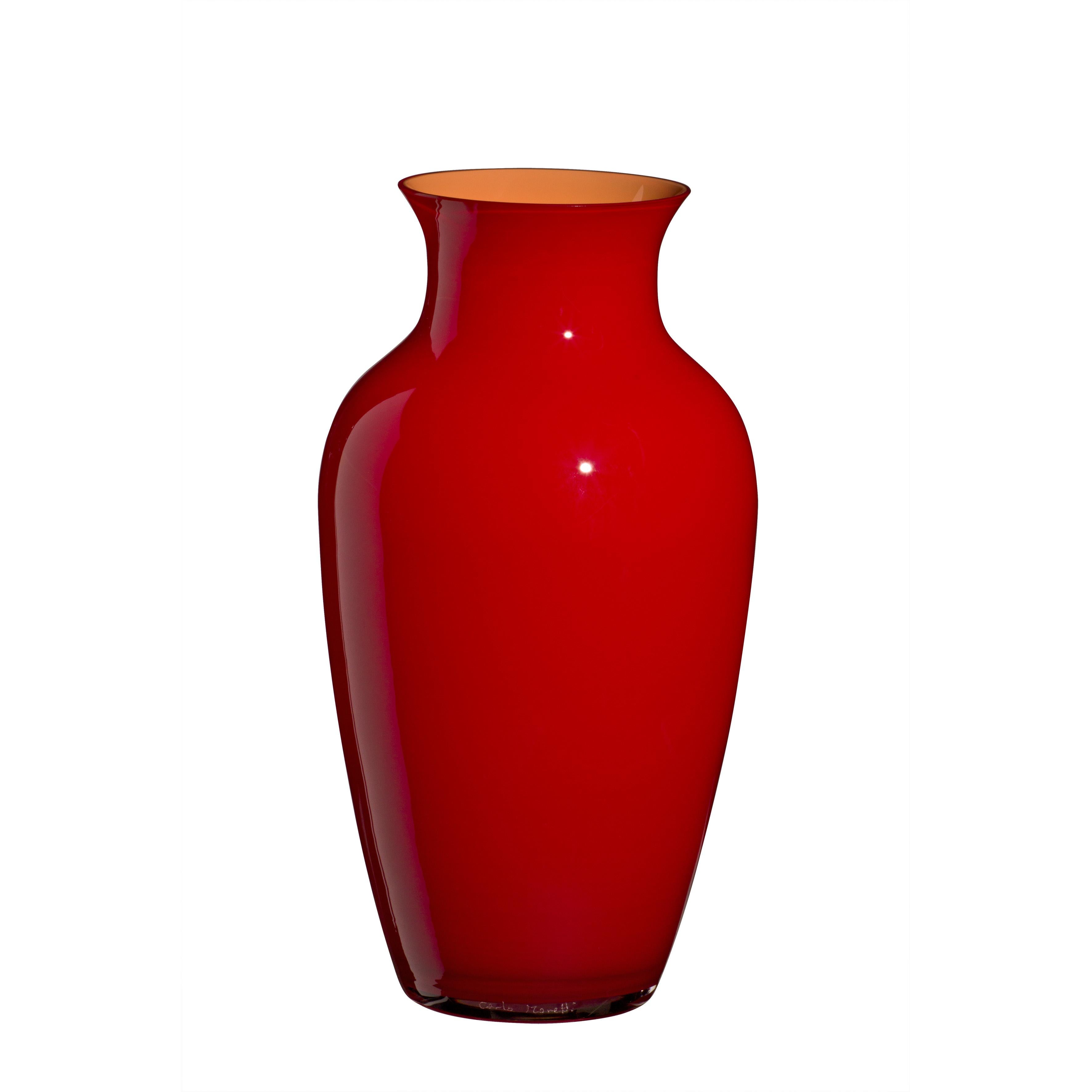 Small I Cinesi Vase in Bright Red by Carlo Moretti For Sale