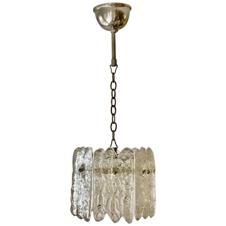 Small Ice Glass Chandelier By Carl Erlund For Orrefors Sweden 1960s