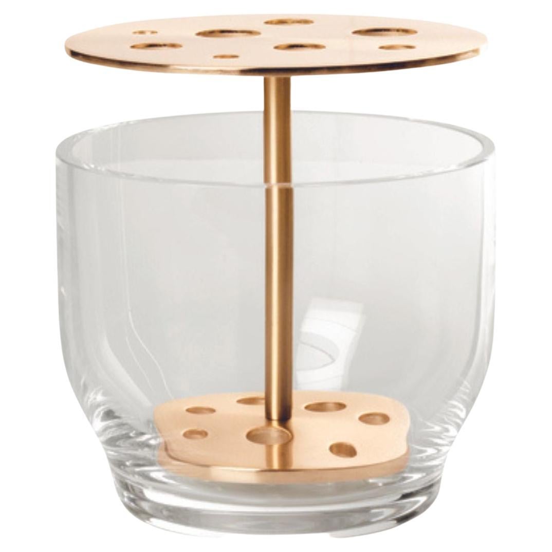 Petit vase « Ikebana » en verre soufflé à la bouche et laiton pour Fritz Hansen
