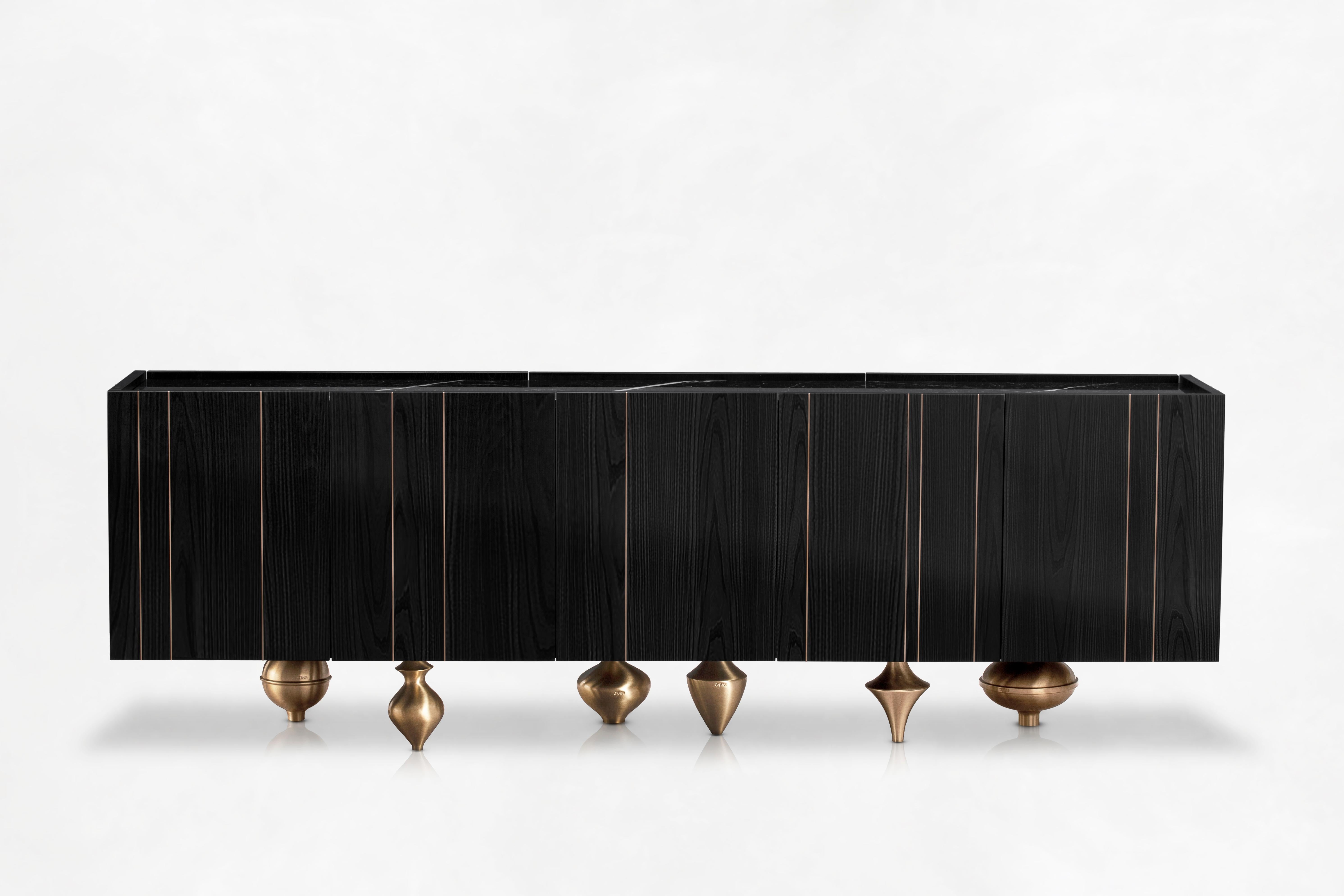 Small Il Pezzo 1 Black Credenza by Il Pezzo Mancante In New Condition For Sale In Geneve, CH