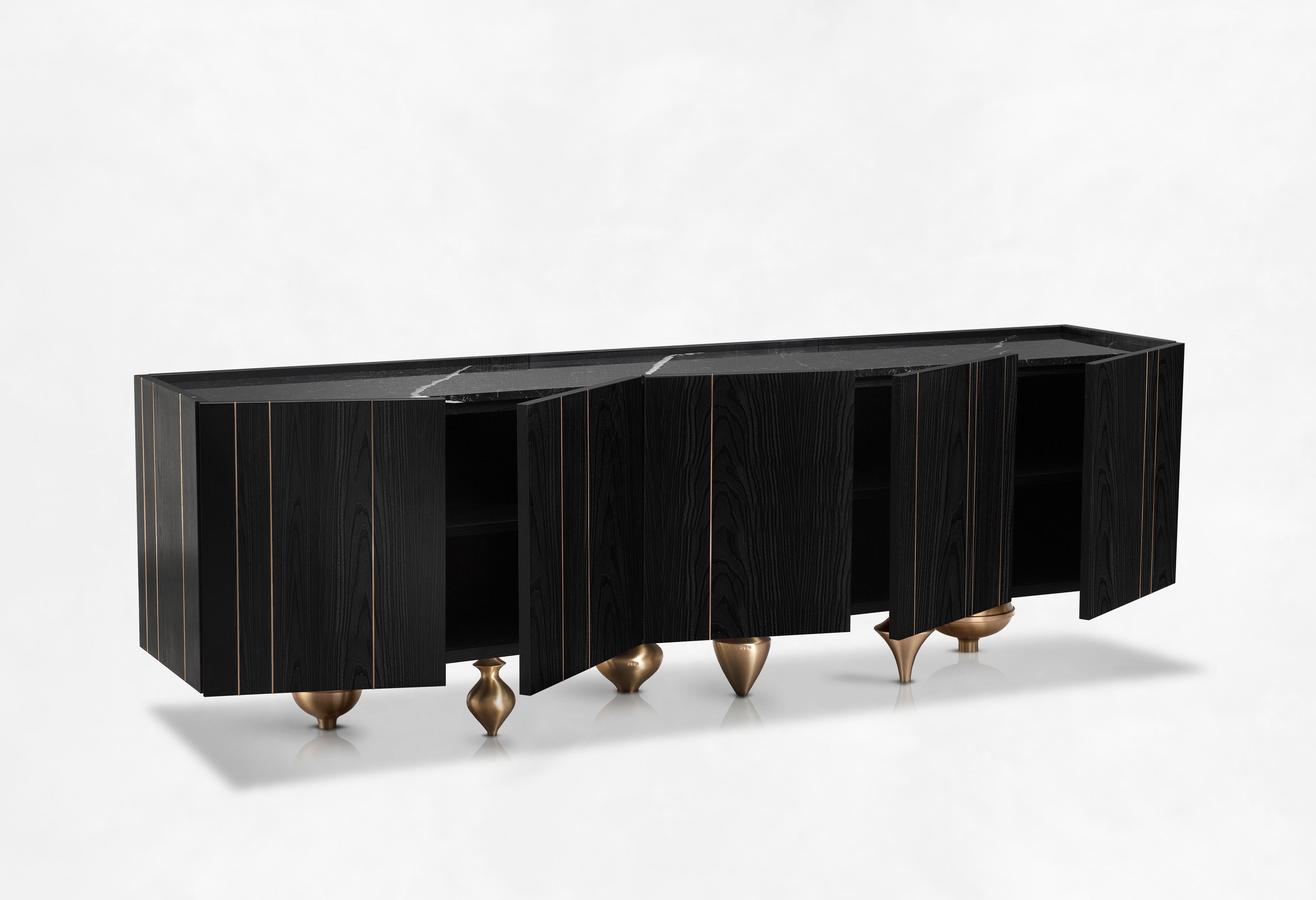 Contemporary Small Il Pezzo 1 Black Credenza by Il Pezzo Mancante For Sale