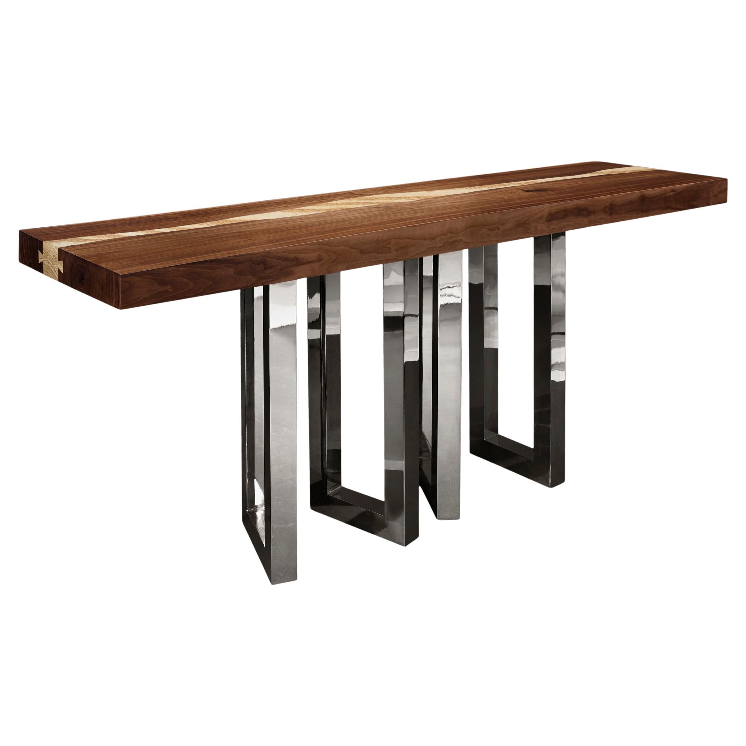 Petite table console Il Pezzo 6 Nickel par Il Pezzo Mancante en vente