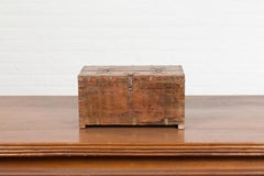 Small Indian 19th Century Box with Brass Details and Compartmented Interior