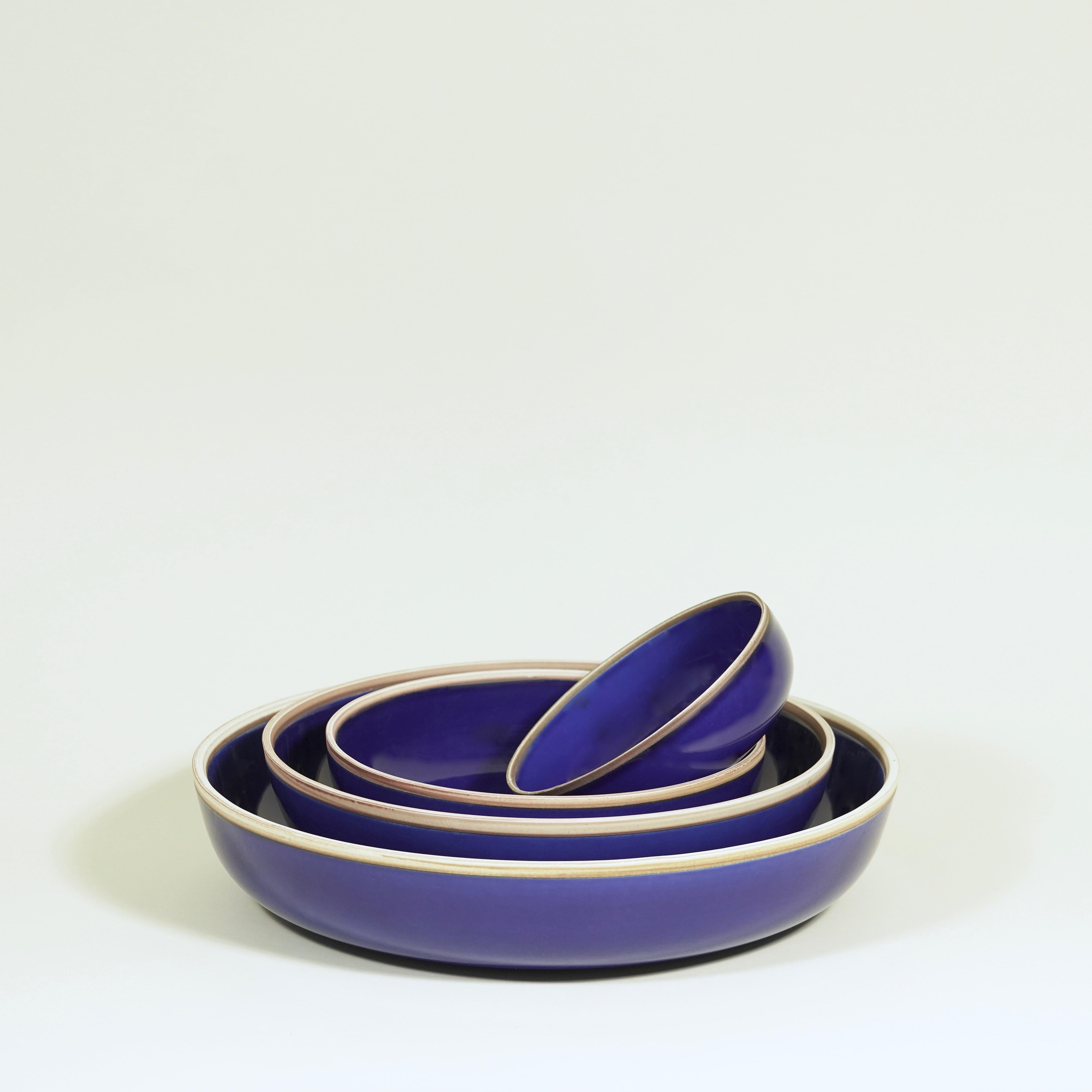 Chinese Small Indigo Glazed Hermit Bowl with Rustic Rim