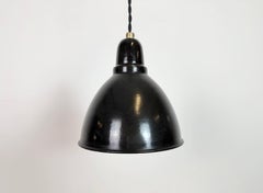 Industrial Black Enamel Ceiling Lamp, 1950s