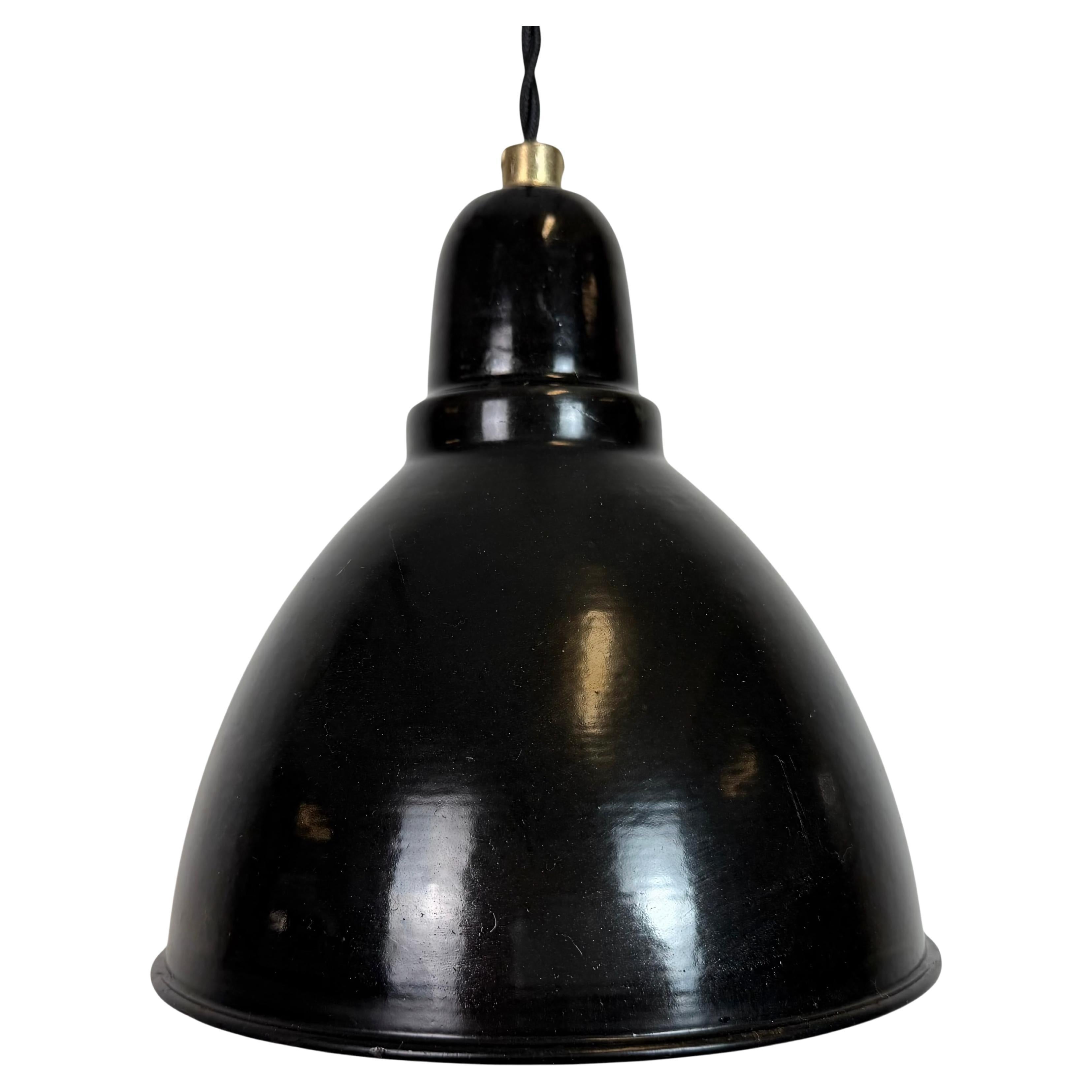 Small Industrial Black Enamel Ceiling Lamp, 1950s