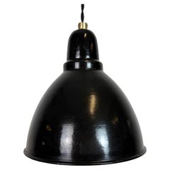 Small Industrial Black Enamel Ceiling Lamp, 1950s