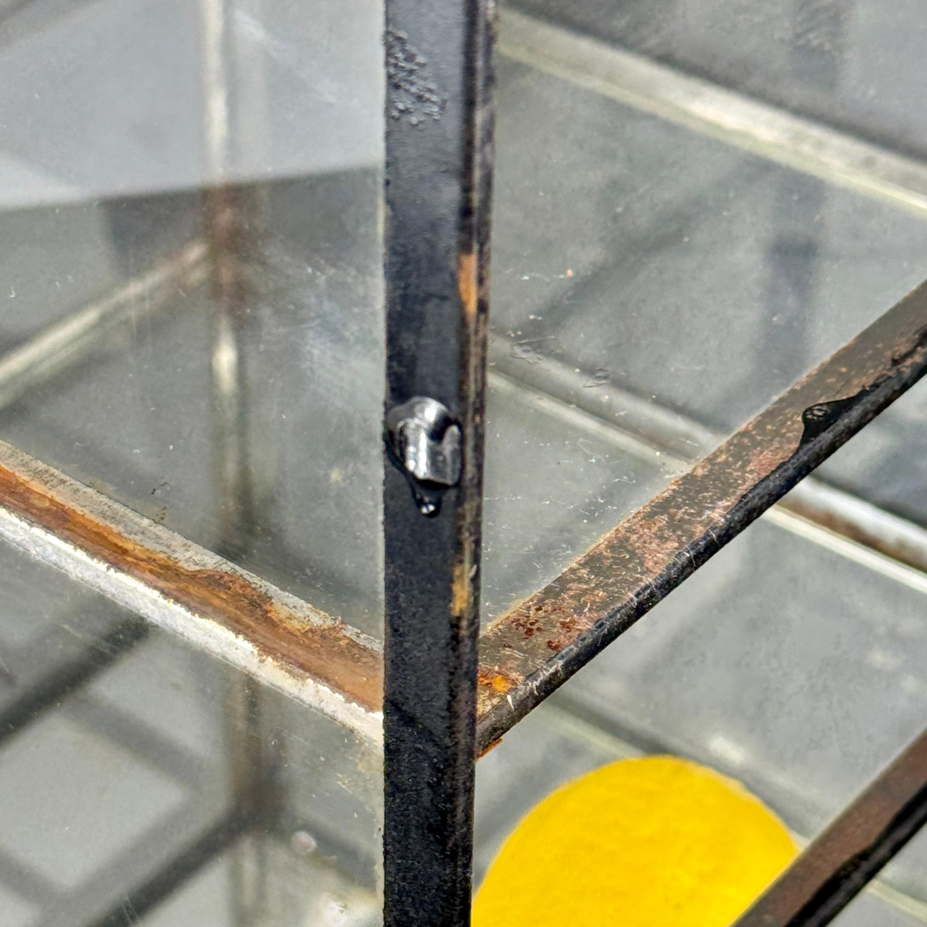Kleine industrielle schwarz lackiert Tabelle Glas Vitrine Vitrine 4