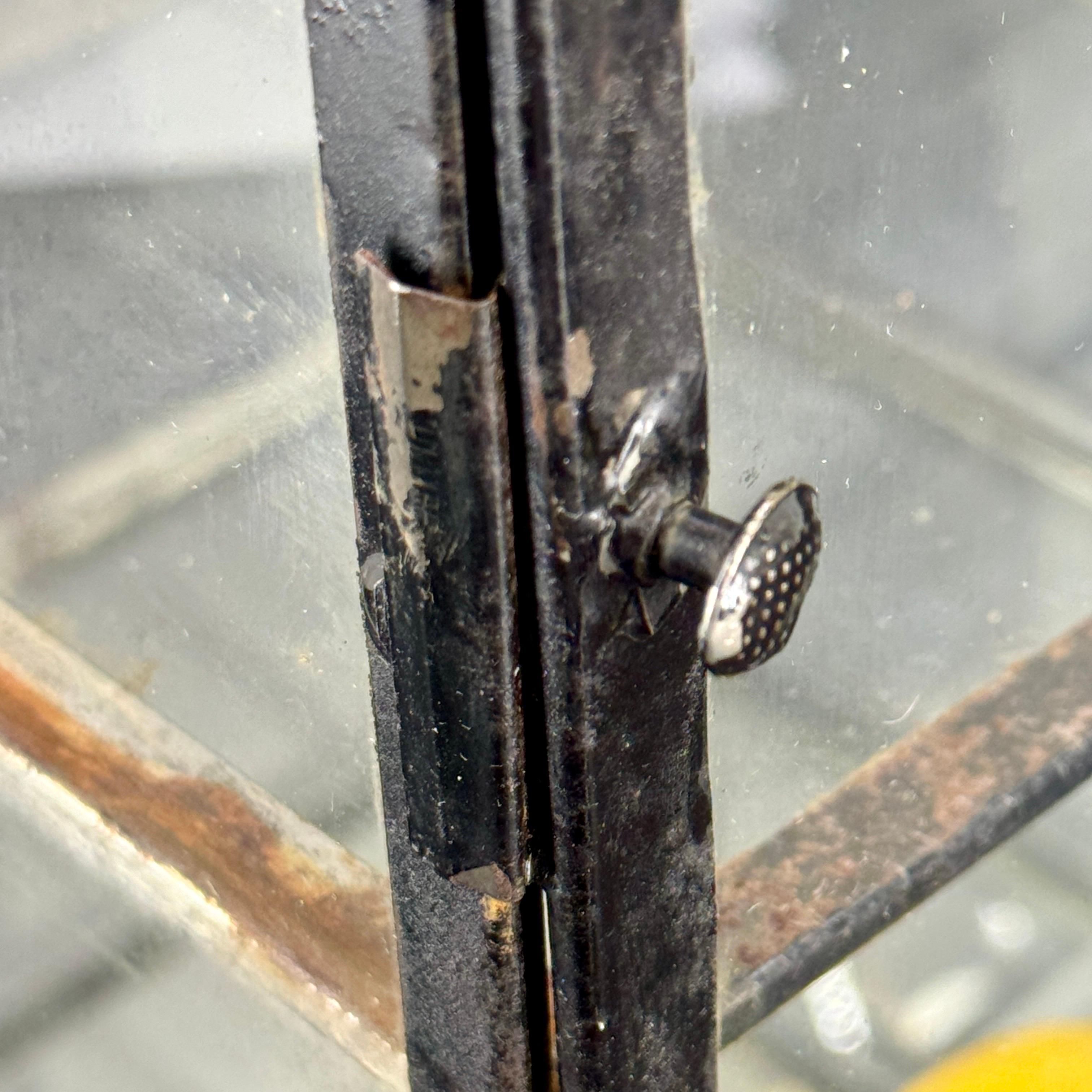 Kleine industrielle schwarz lackiert Tabelle Glas Vitrine Vitrine 5