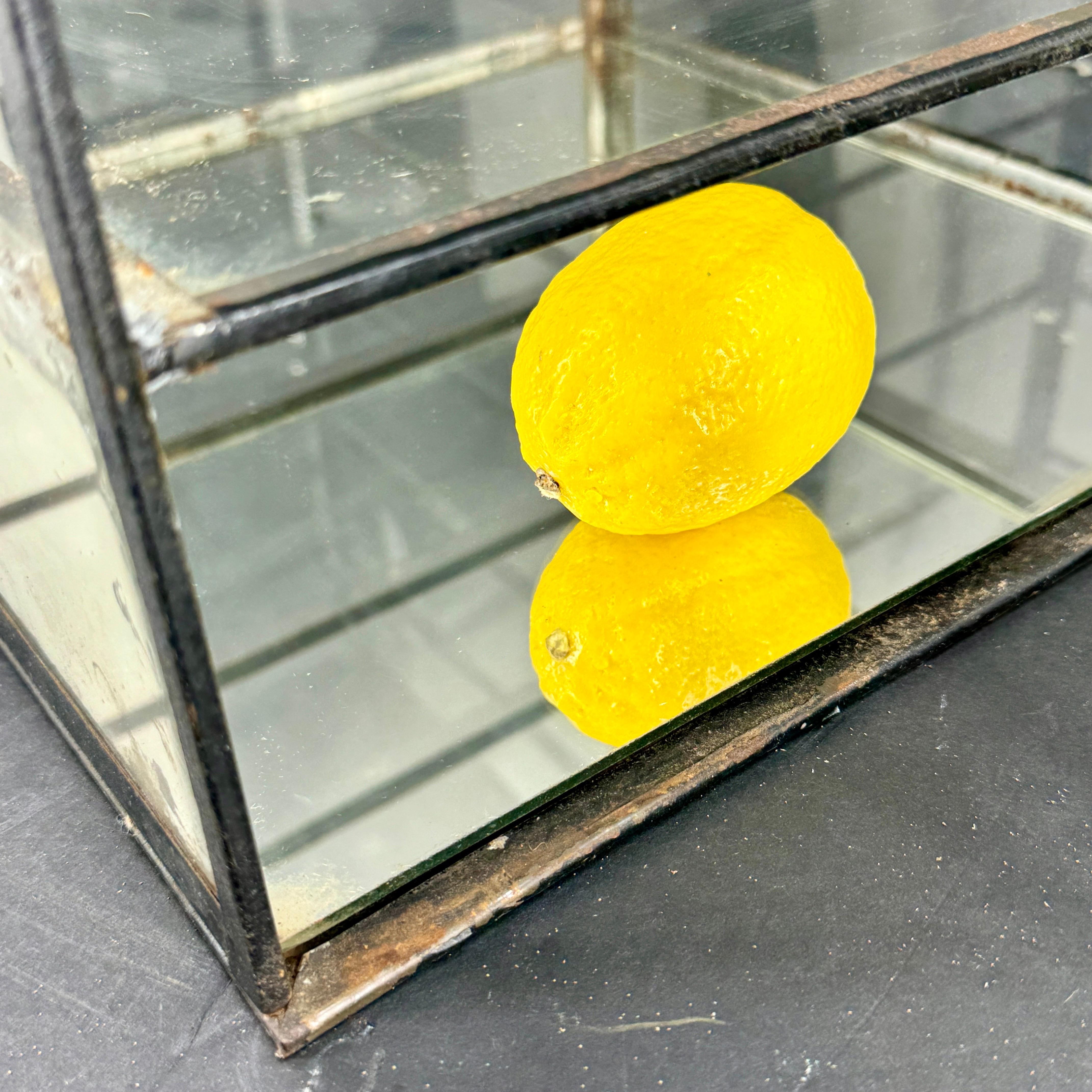 Kleine industrielle schwarz lackiert Tabelle Glas Vitrine Vitrine 1