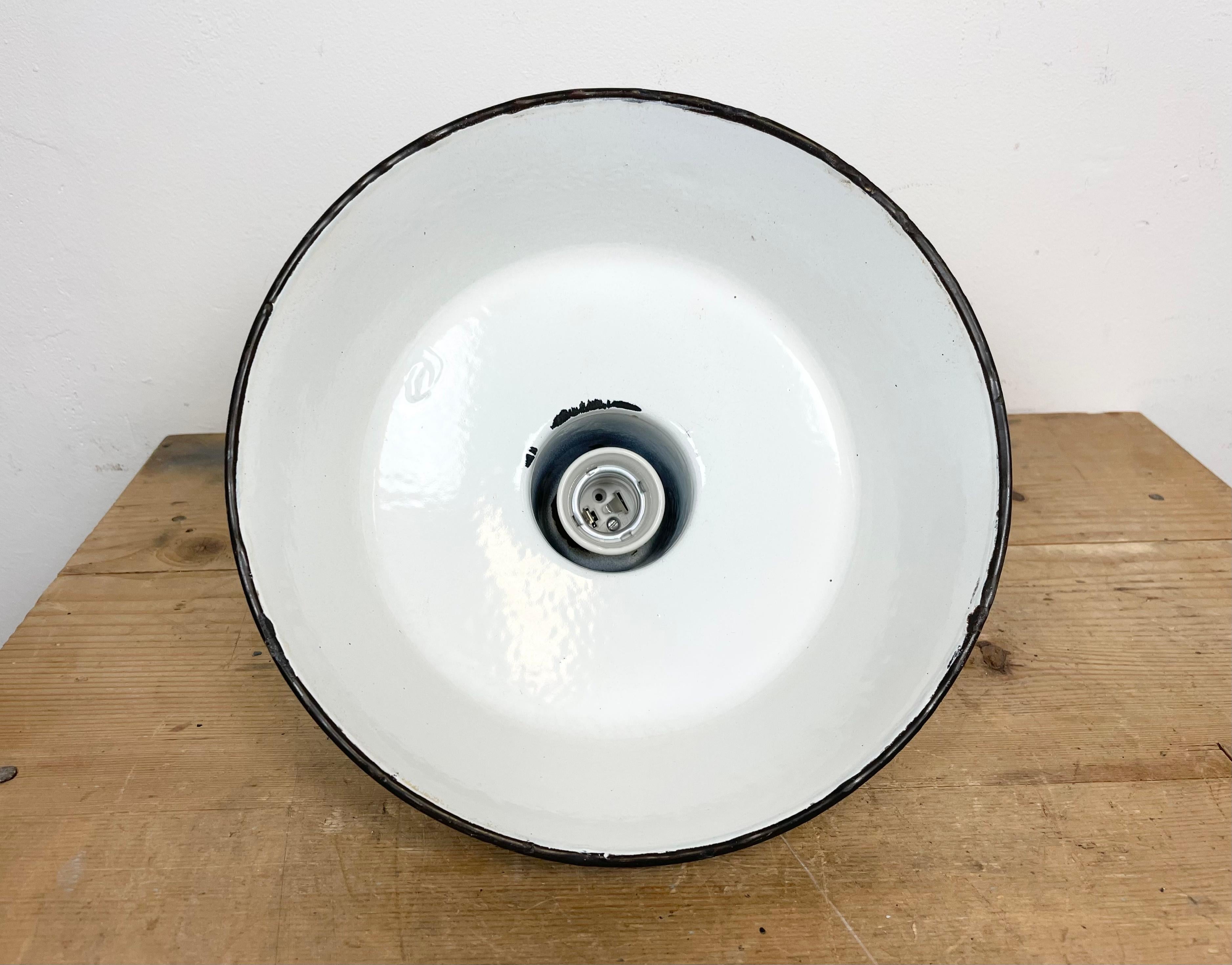 Small Industrial Blue Enamel Pendant Lamp, 1960s For Sale 5