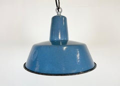 Industrial Blue Enamel Pendant Lamp, 1960s