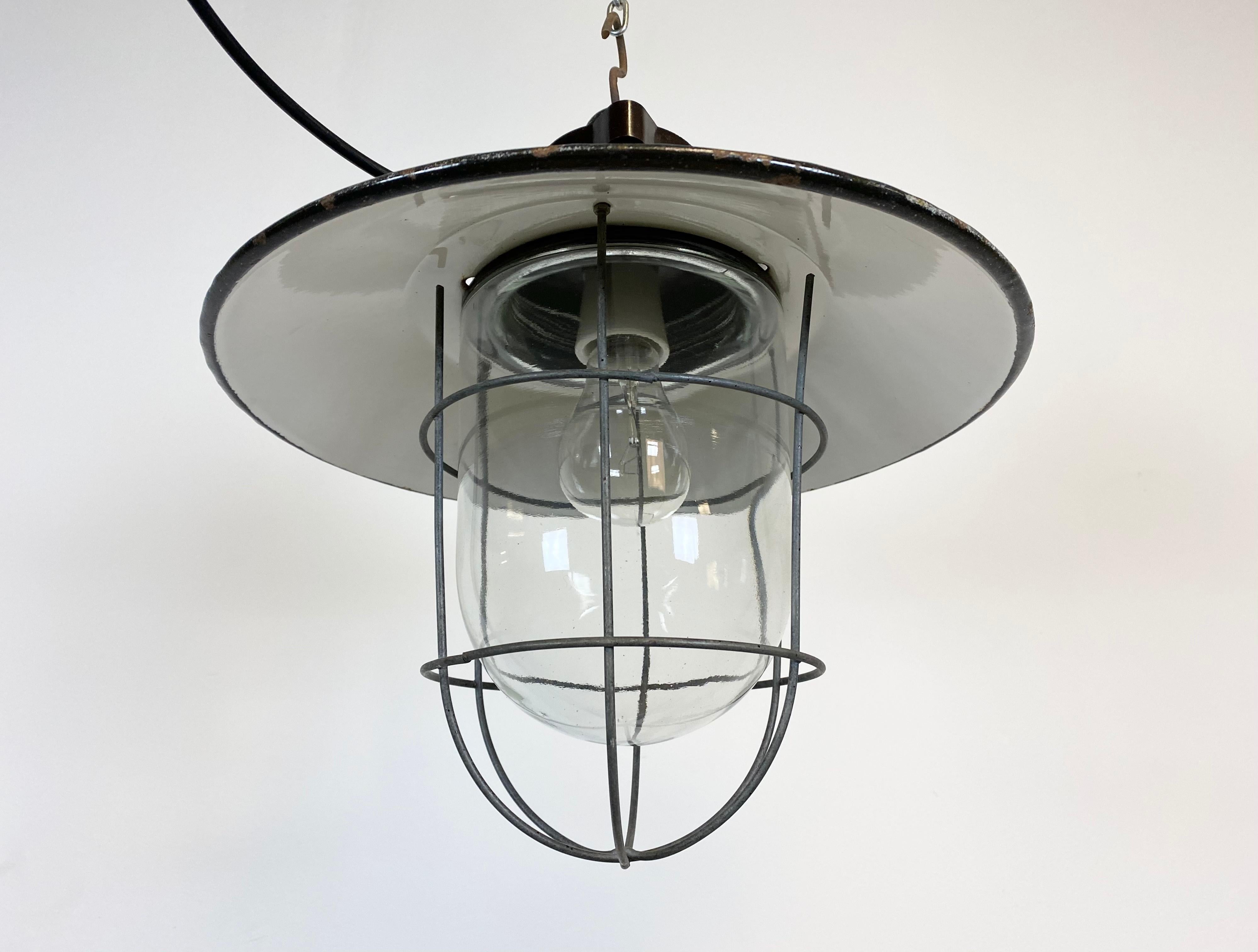 Czech Small Industrial Factory Hanging Lamp, 1960s