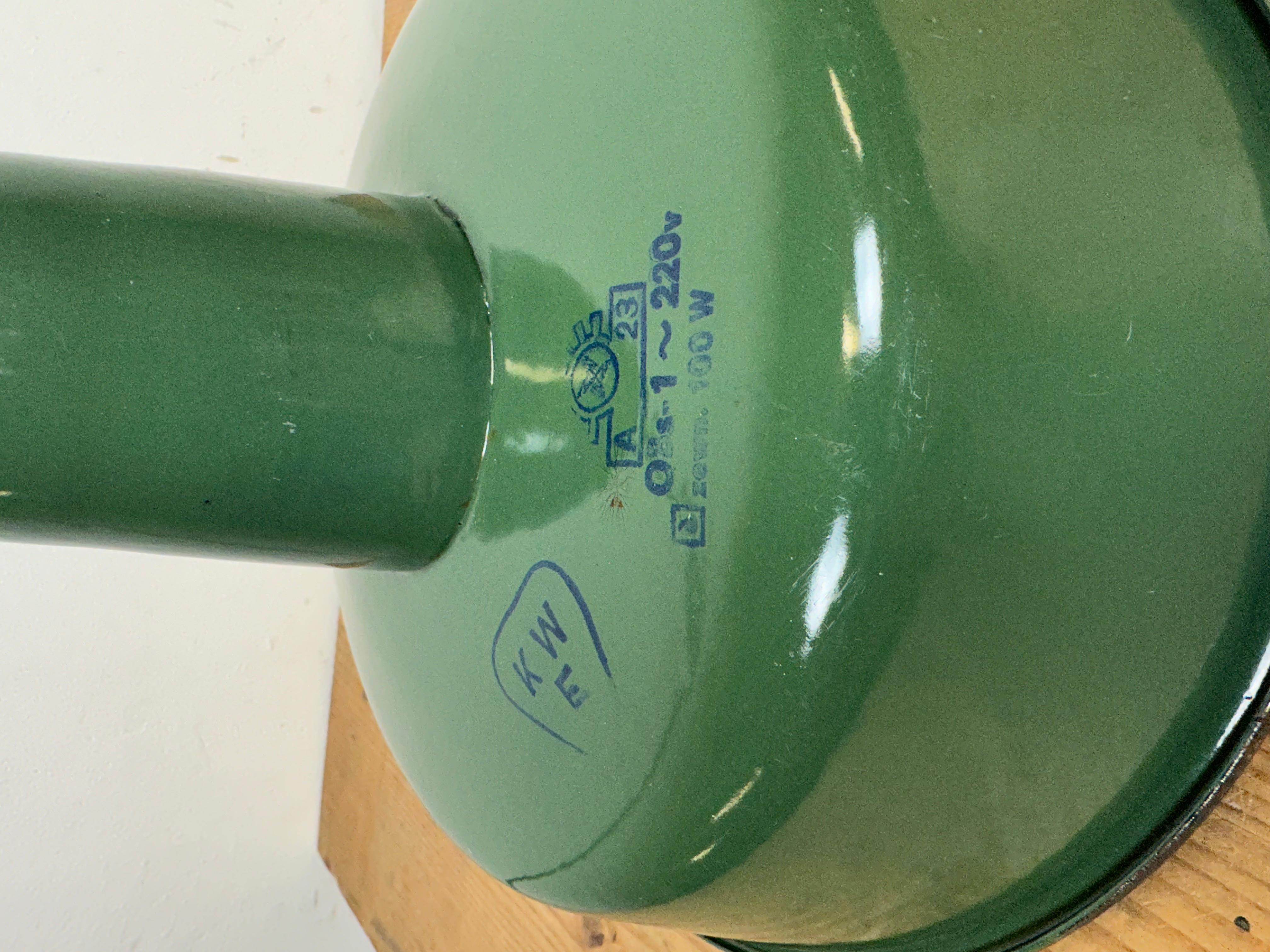 Industrial Green Enamel Pendant Lamp, 1960s For Sale 6