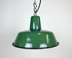 Industrial Green Enamel Pendant Lamp, 1960s