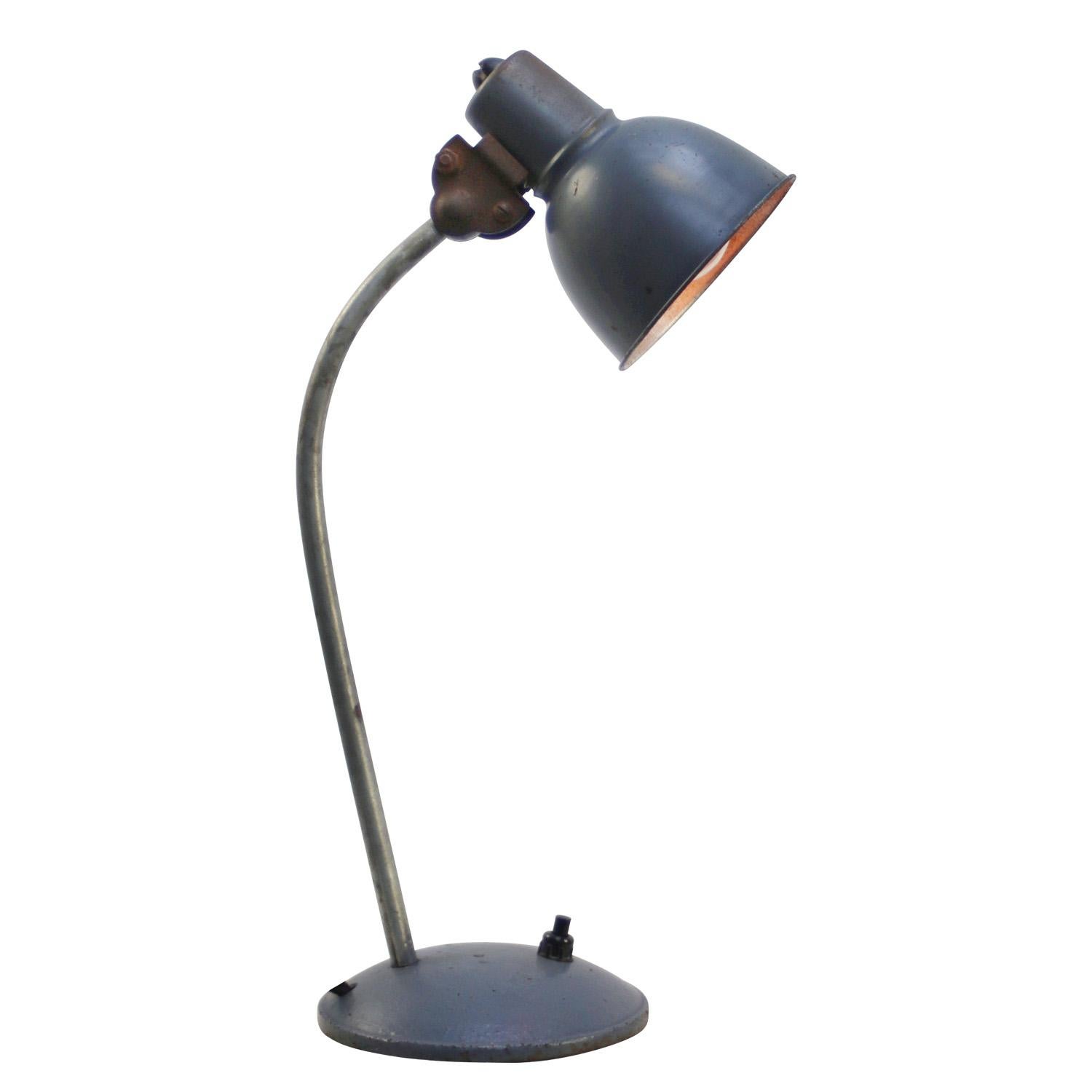 Small Industrial Grey Blue Metal Table Desk Light For Sale at 1stDibs