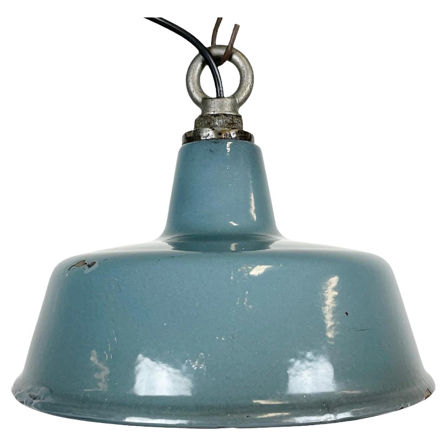 Small Industrial Grey Enamel Pendant Lamp, 1960s